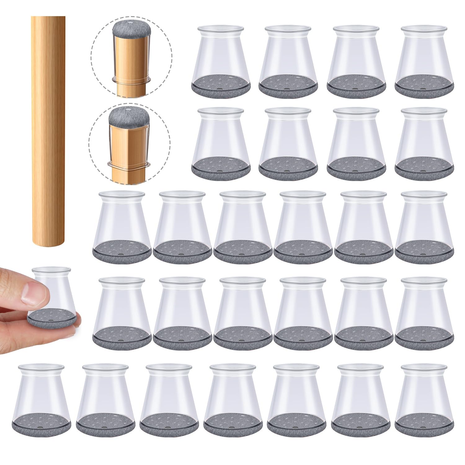 32 Pcs Chair Leg Floor Protectors for Hardwood Floors Silicone (32 Count)