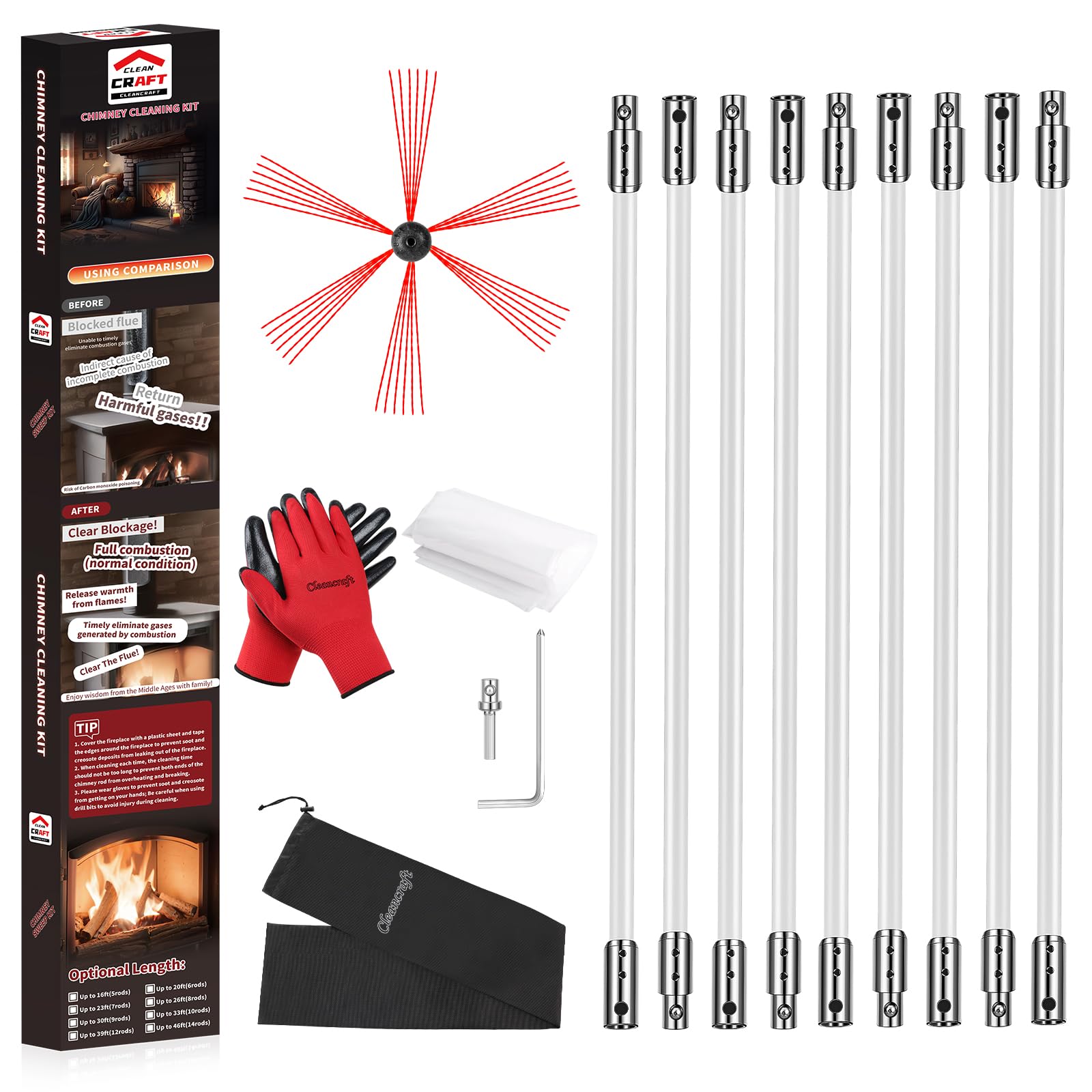 30 Feet Chimney Sweep Kit