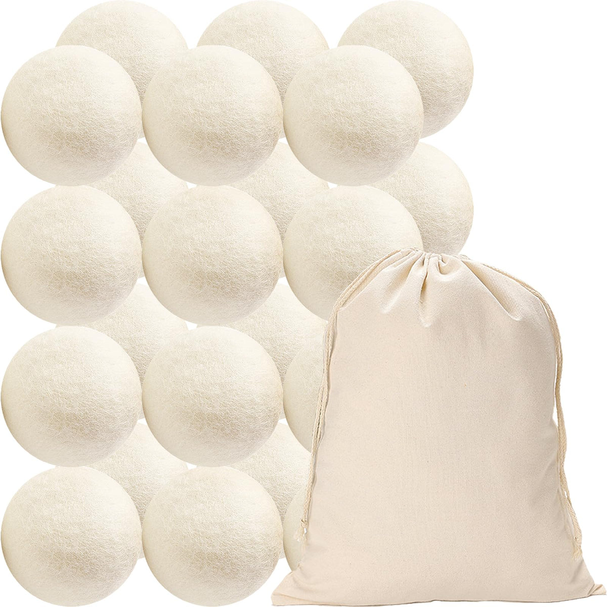 24 Pack Wool Dryer Balls XL Reusable Laundry Balls for Dryer Natural Fabric Softener Ball with 1 Storage Bags Reduce Wrinkles and Decrease Drying Time (24 Count)