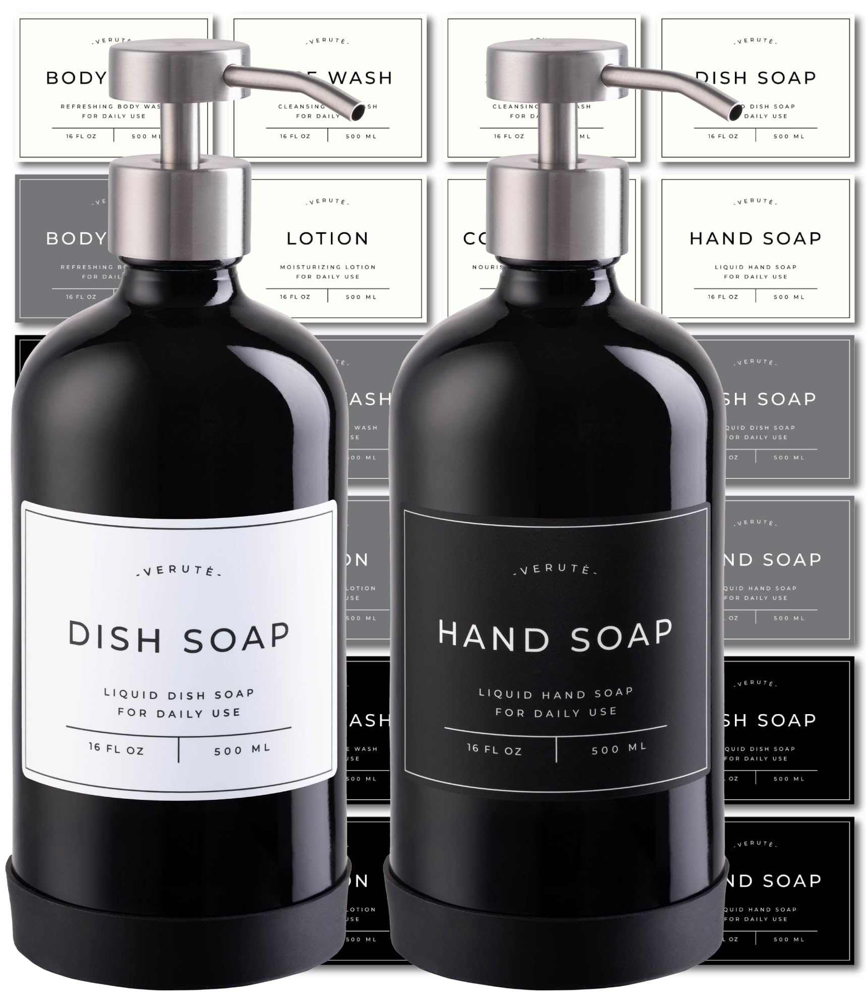 Hand and Dish Soap Dispenser for Kitchen and Bathroom (2 Count)