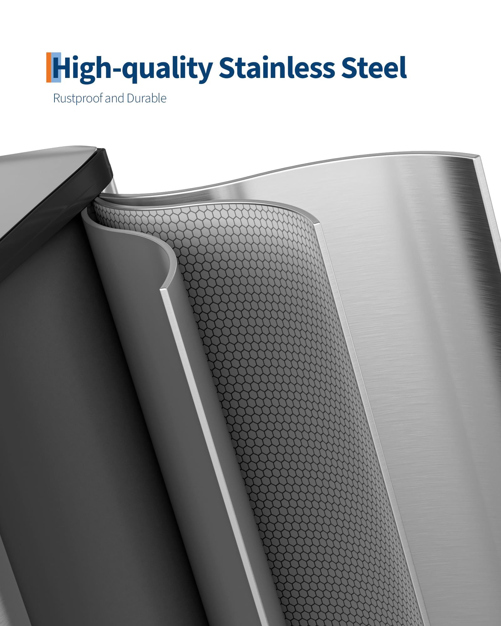 2 x 10.6 gal Stainless Steel Double Trash Can with Lid for Kitchen