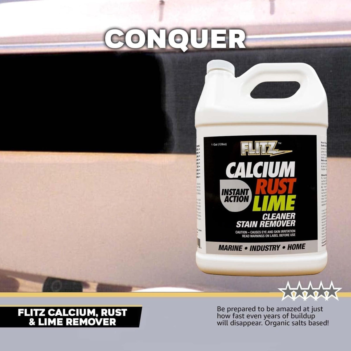 Calcium, Rust, & Lime Remover - 1 Gallon Bottle of USA-Made Limescale Remover for Toilets, Showers, and More - Powerful Spray that Instantly Eliminates Tarnish, Grease, and Other Grime (1 Pack) (128 Fl Oz)