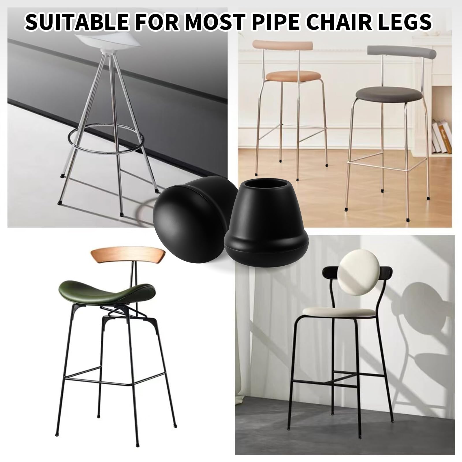0.75 Inch Heavy Duty Rubber Chair Leg Caps (24 Count)
