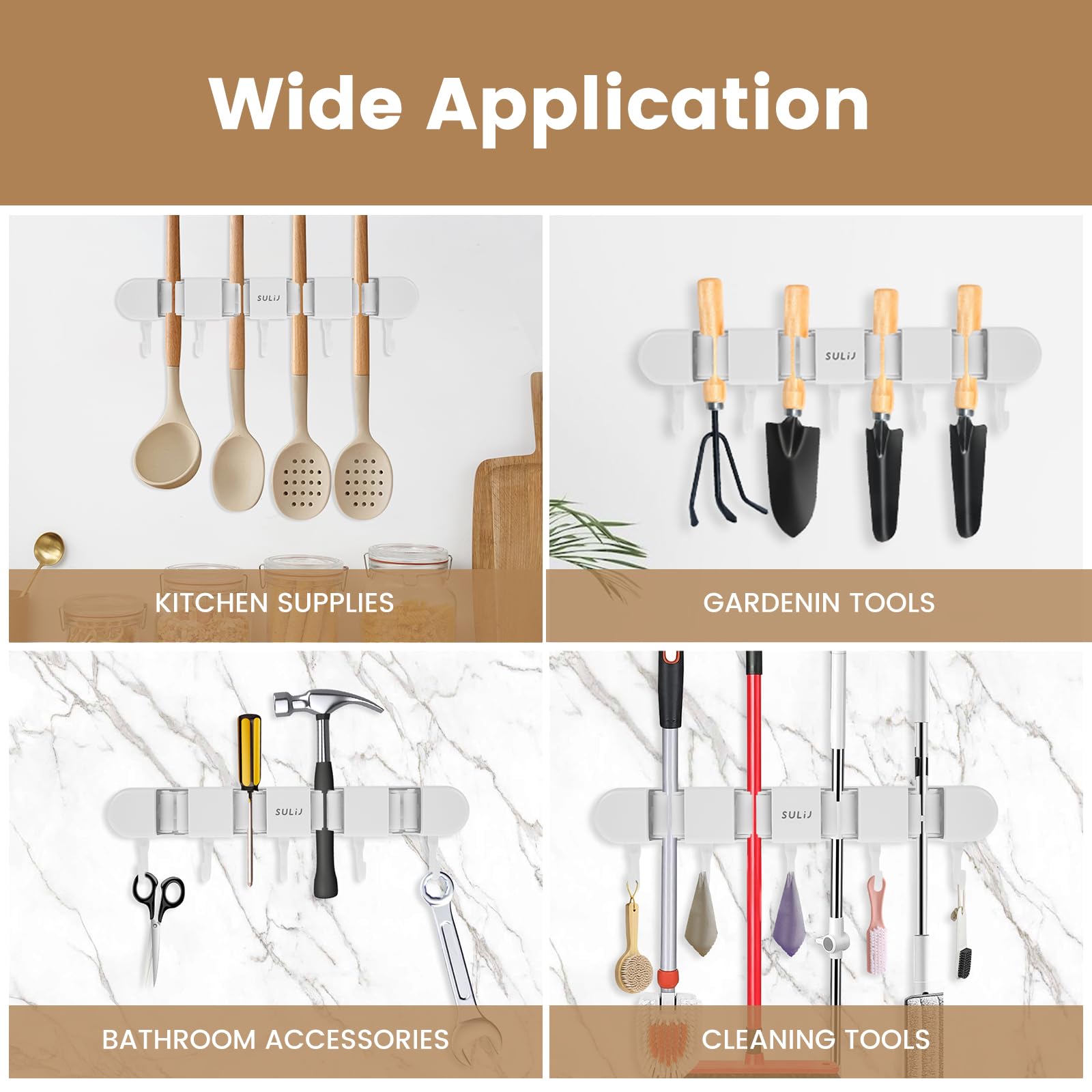 2Pcs Broom Holder Wall Mount