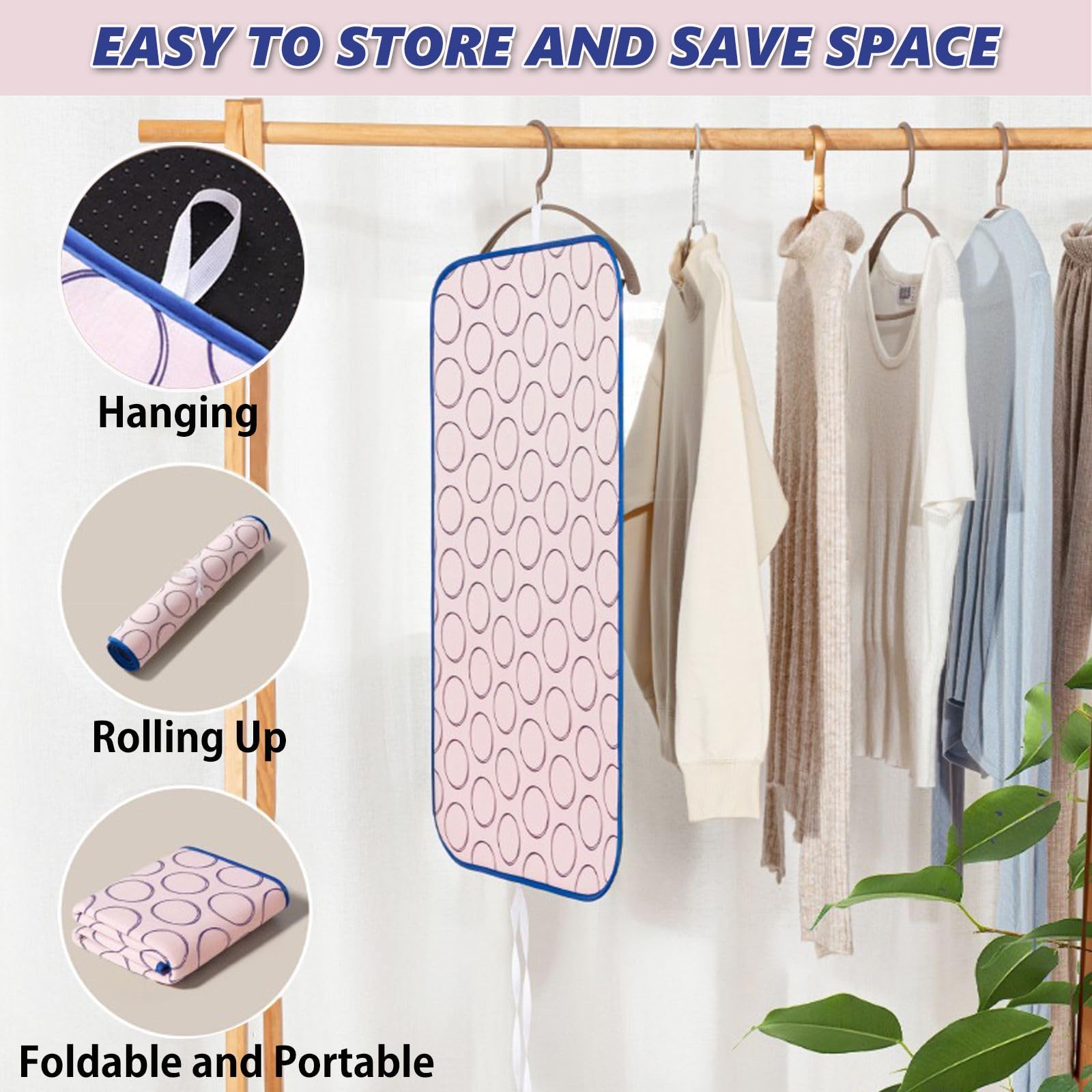 Portable Ironing Mat for Table Top Iron Pad for Countertop Thick Ironing Blanket Over the Door Steamer Pad Washer Dryer Heat Resistant Mat Travel Ironing Board