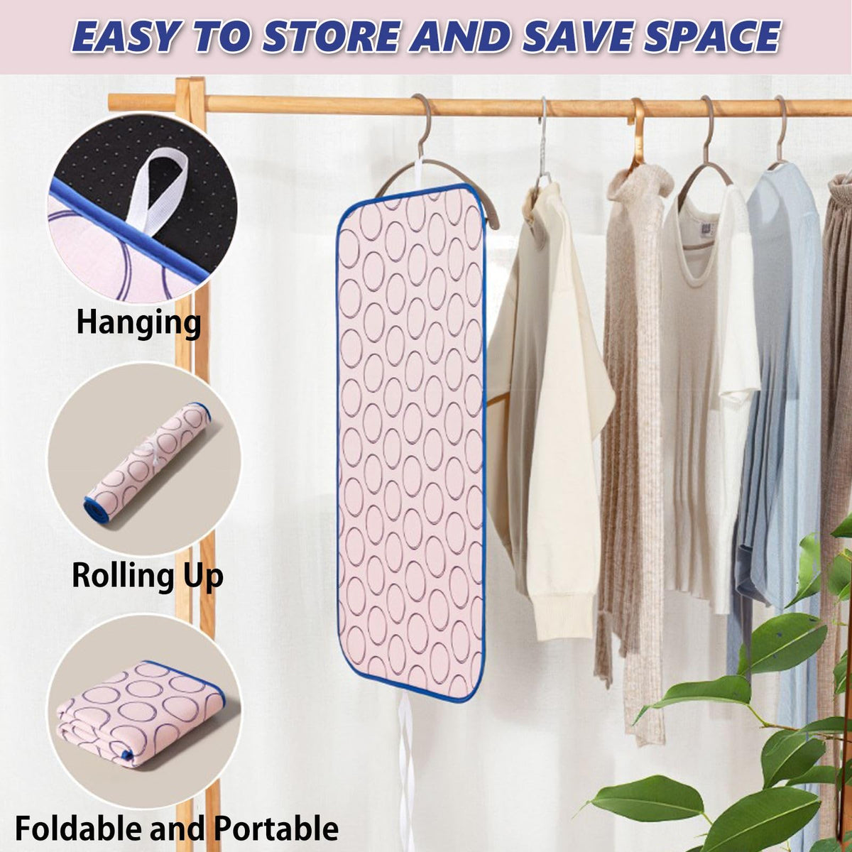 Portable Ironing Mat for Table Top Ironing Pad for Countertop Thick Ironing Blanket Over The Door Steamer Pad Washer Dryer Heat Resistant Pad Cover Travel Ironing Board
