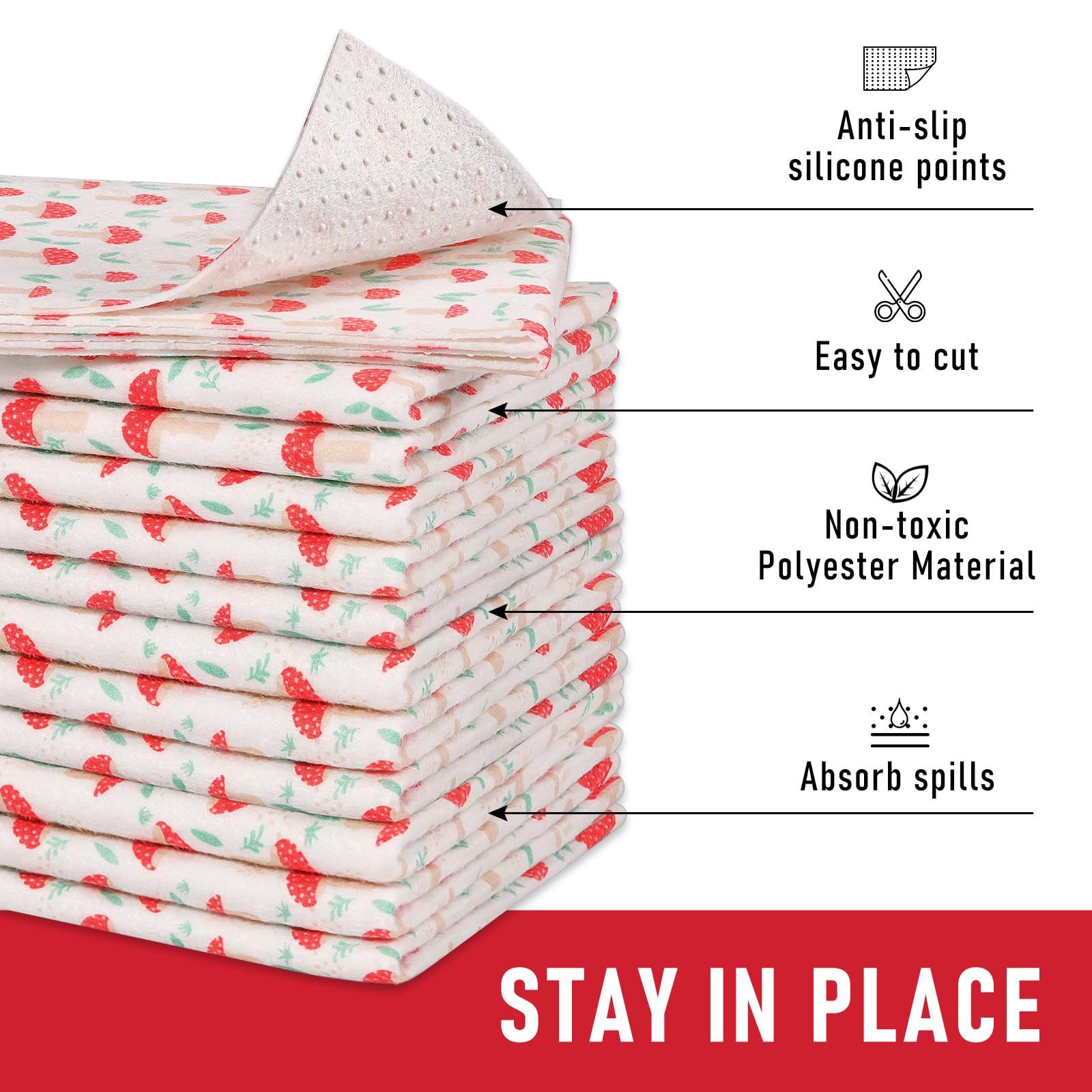 12 Pack Cloth Shelf Liners for Kitchen Cabinets
