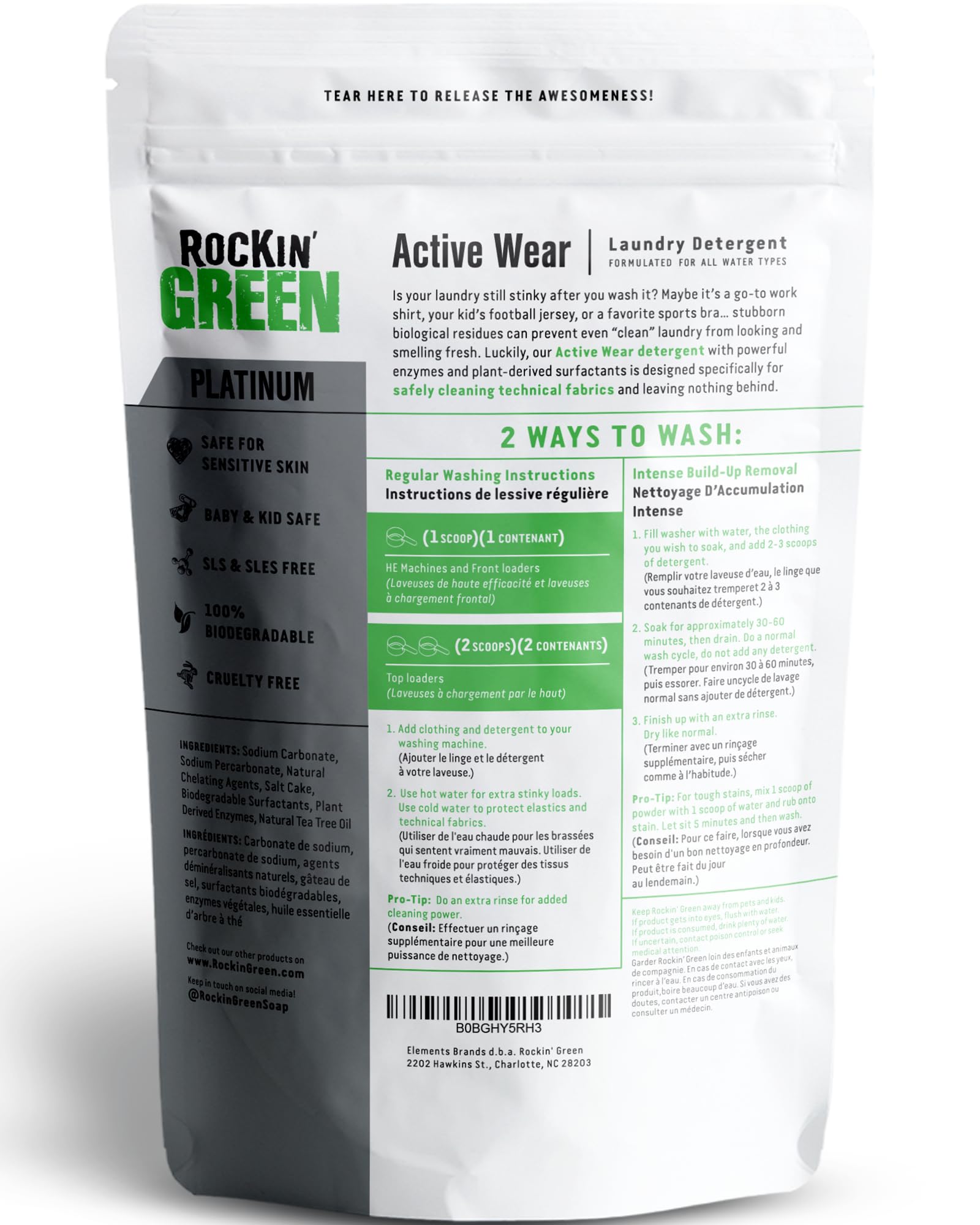 Active Wear Laundry Detergent Powder Freshwood Mac 90 Loads (45 Ounce)