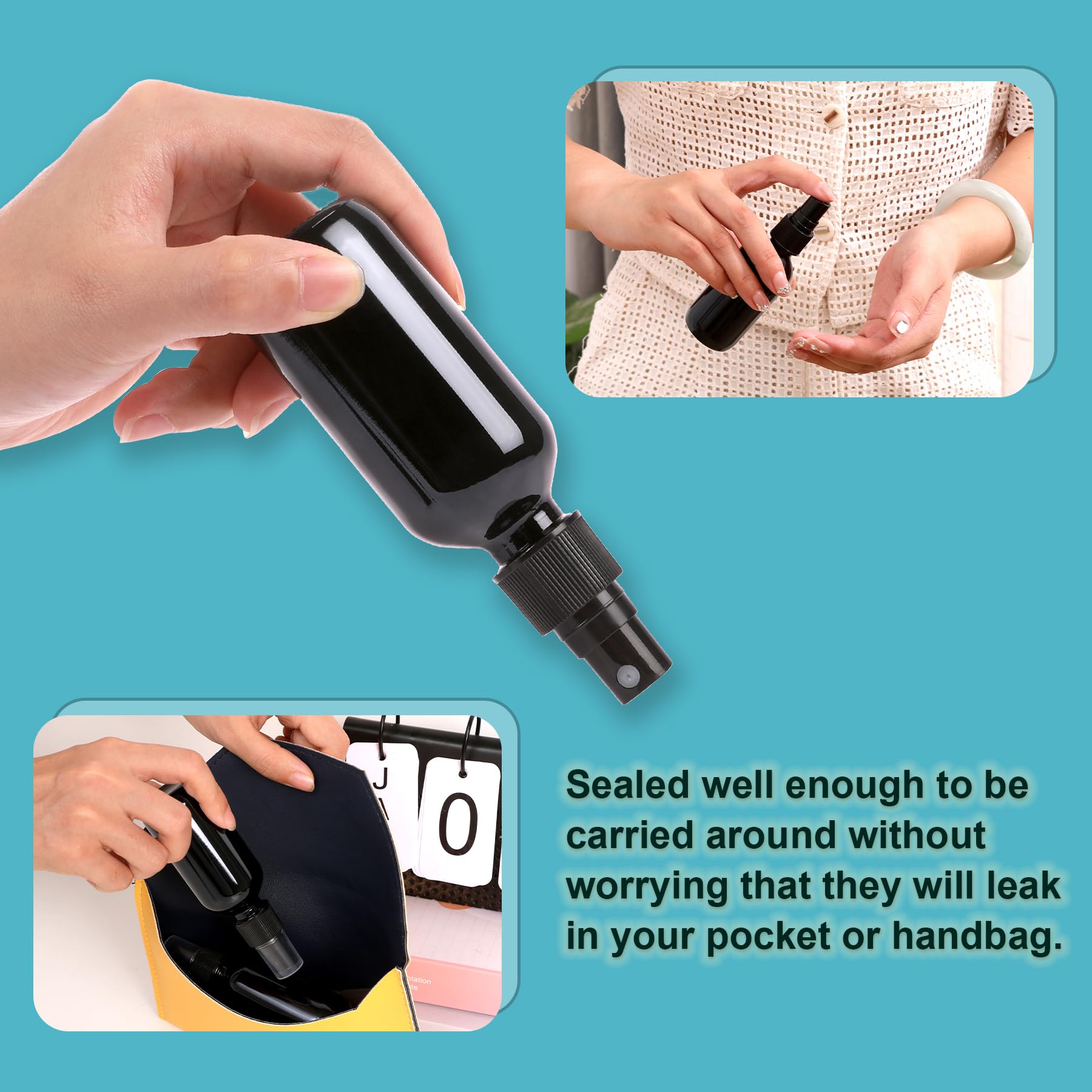 Black Glass Small Spray Bottle 2 oz 24 Packs (24 Count)