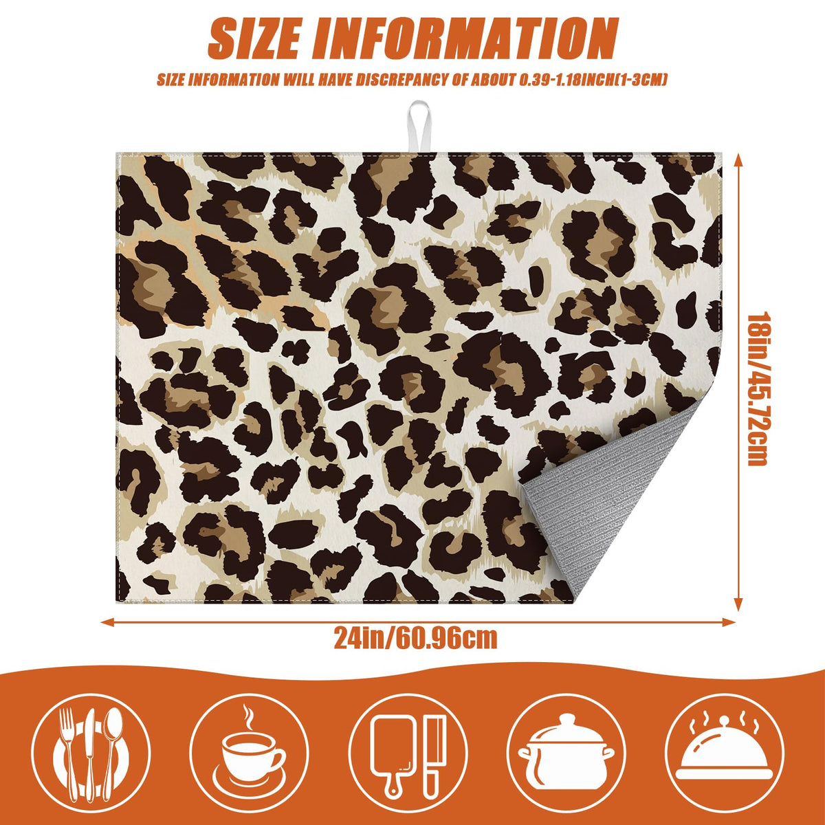 Brown Leopard Dish Drying Mat for Kitchen Counter Microfiber Absorbent Dish Kitchen Drying Mat Draining Reusable Washable for Dishes