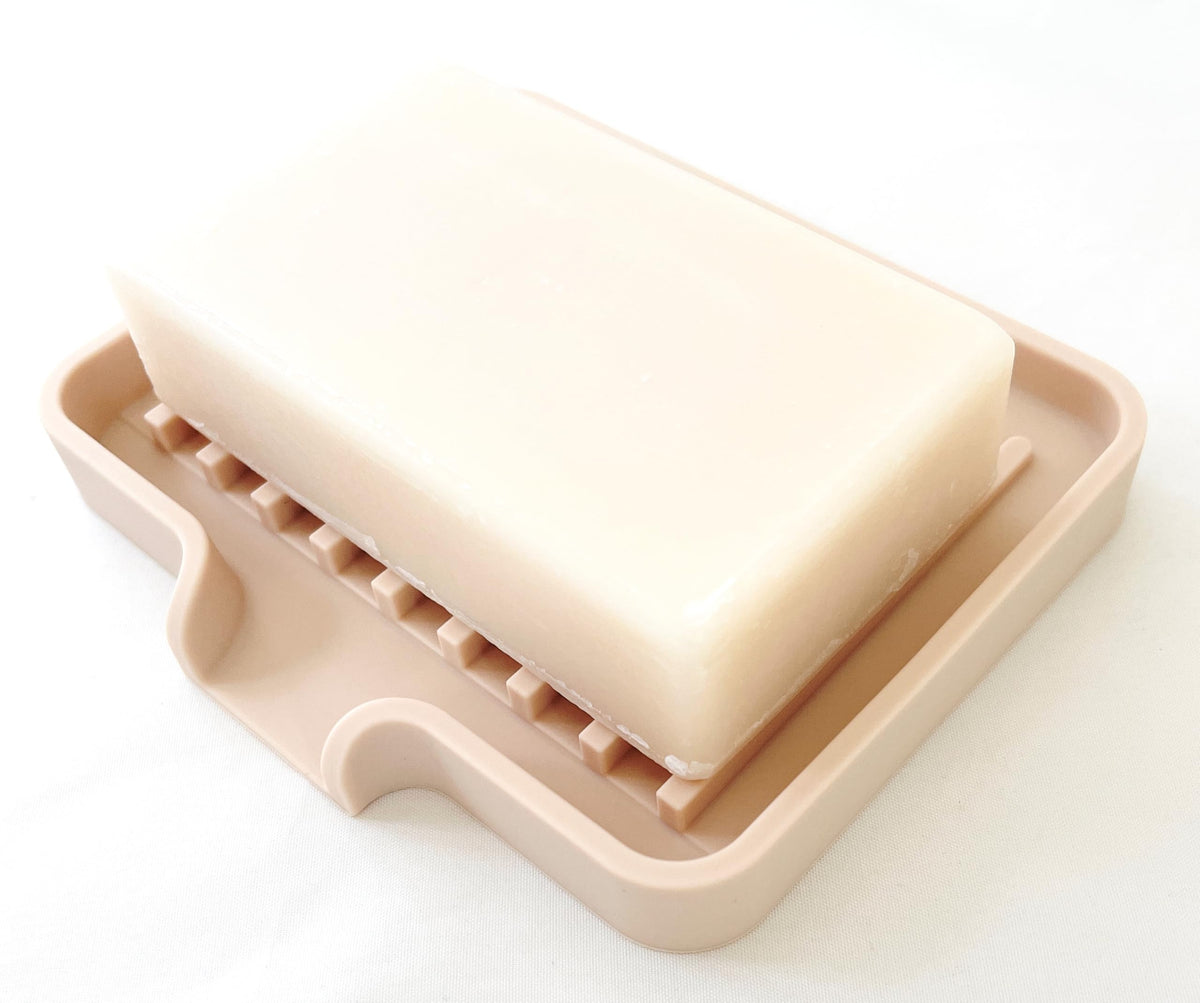 Silicone Soap Dish Tray and Sponge Holder with Drain Chute (2 Count)