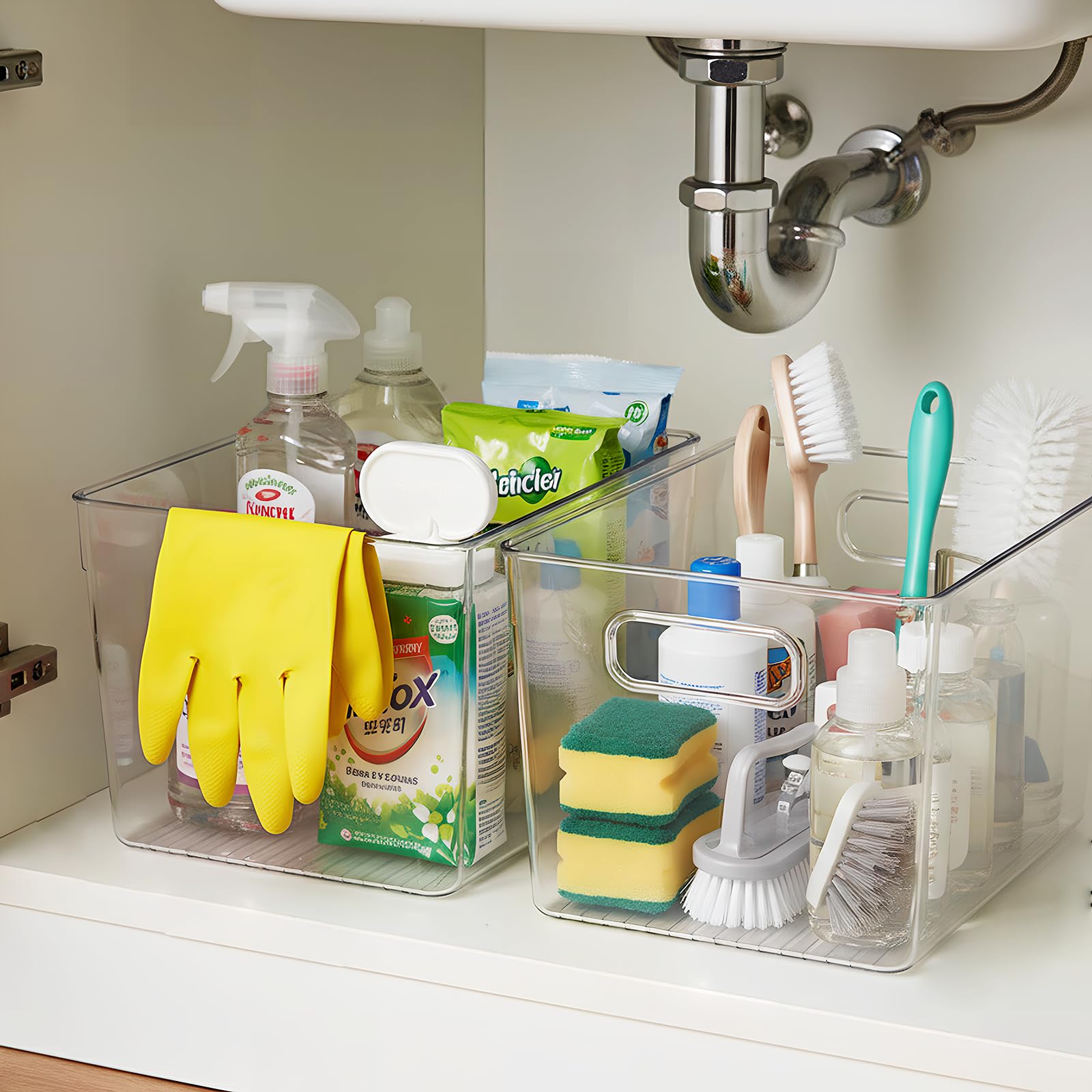 Clear Fridge Organizer Bins with Handles