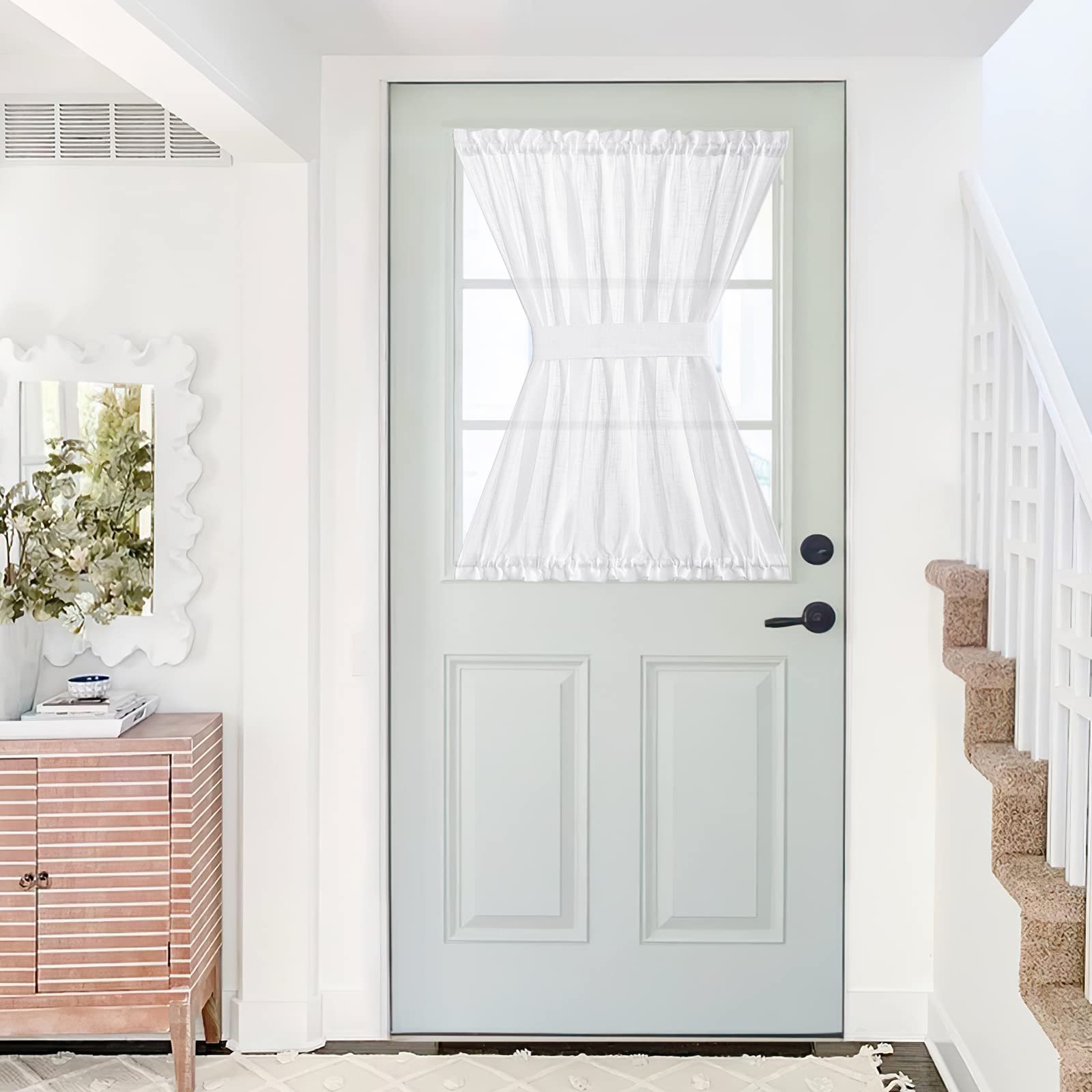 Front Sheer Door Sheer Curtain with Tieback