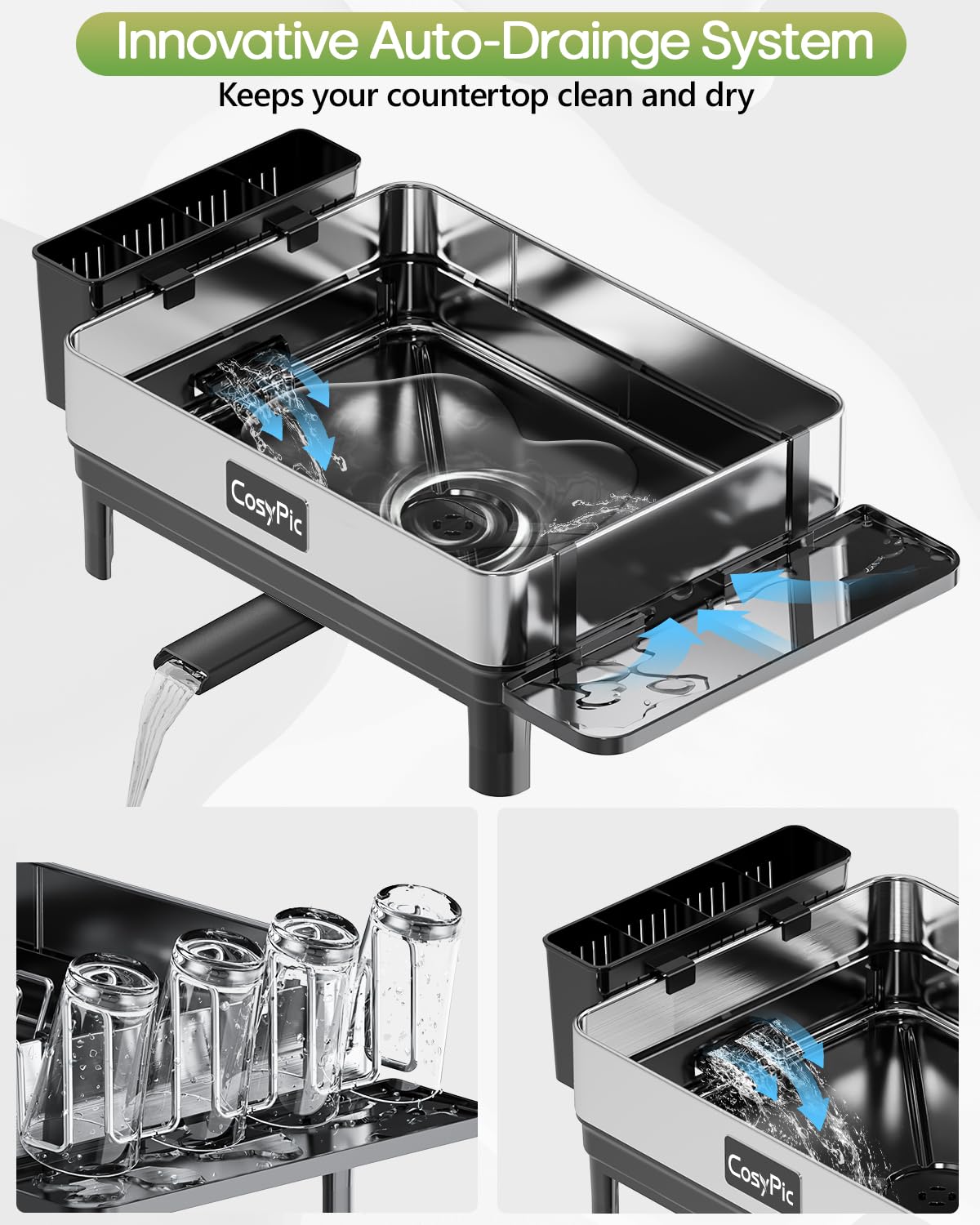 Dish Racks Thicker Premium 304 Stainless Steel Dish Drying Rack for Kitchen Counter
