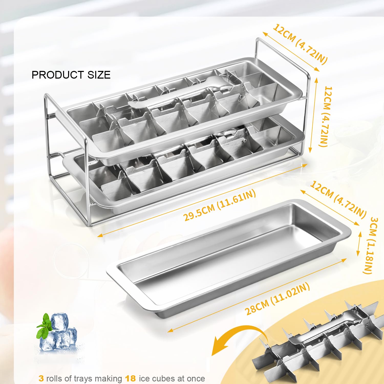 Double layer Stainless Steel Ice Cube Tray