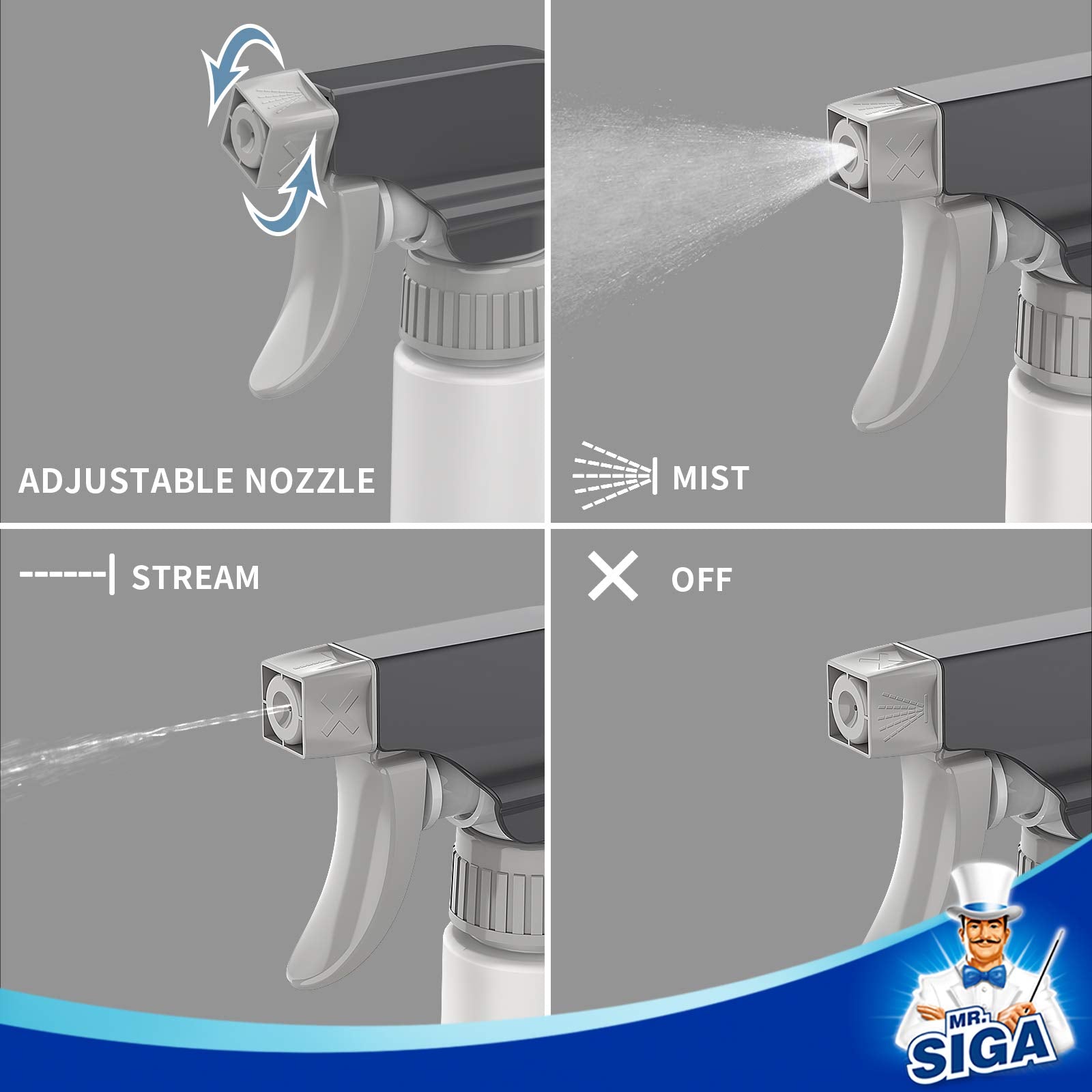 16 oz Empty Plastic Spray Bottles for Cleaning Solutions (3 Count)