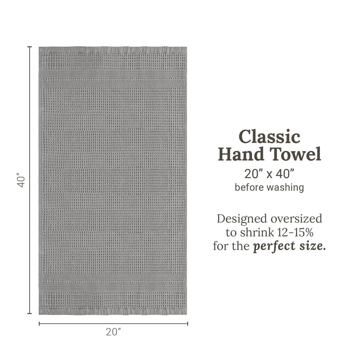 Waffle Hand Towels for Bathroom Quick Dry Towel Super Absorbent Thin 100% Cotton Lint Free (2 Count)
