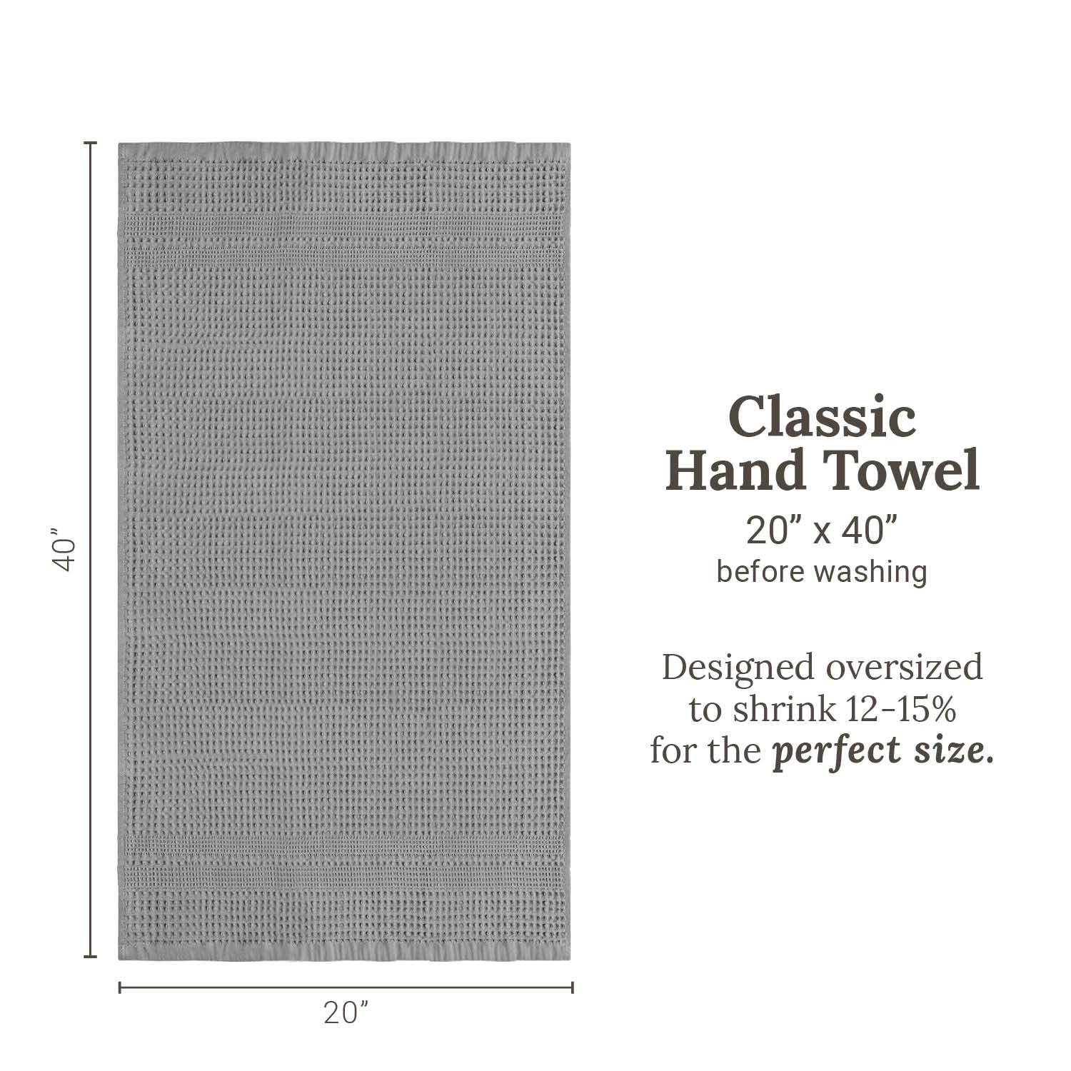 Waffle Hand Towels for Bathroom Quick Dry Towel Super Absorbent Thin 100% Cotton Lint Free (2 Count)