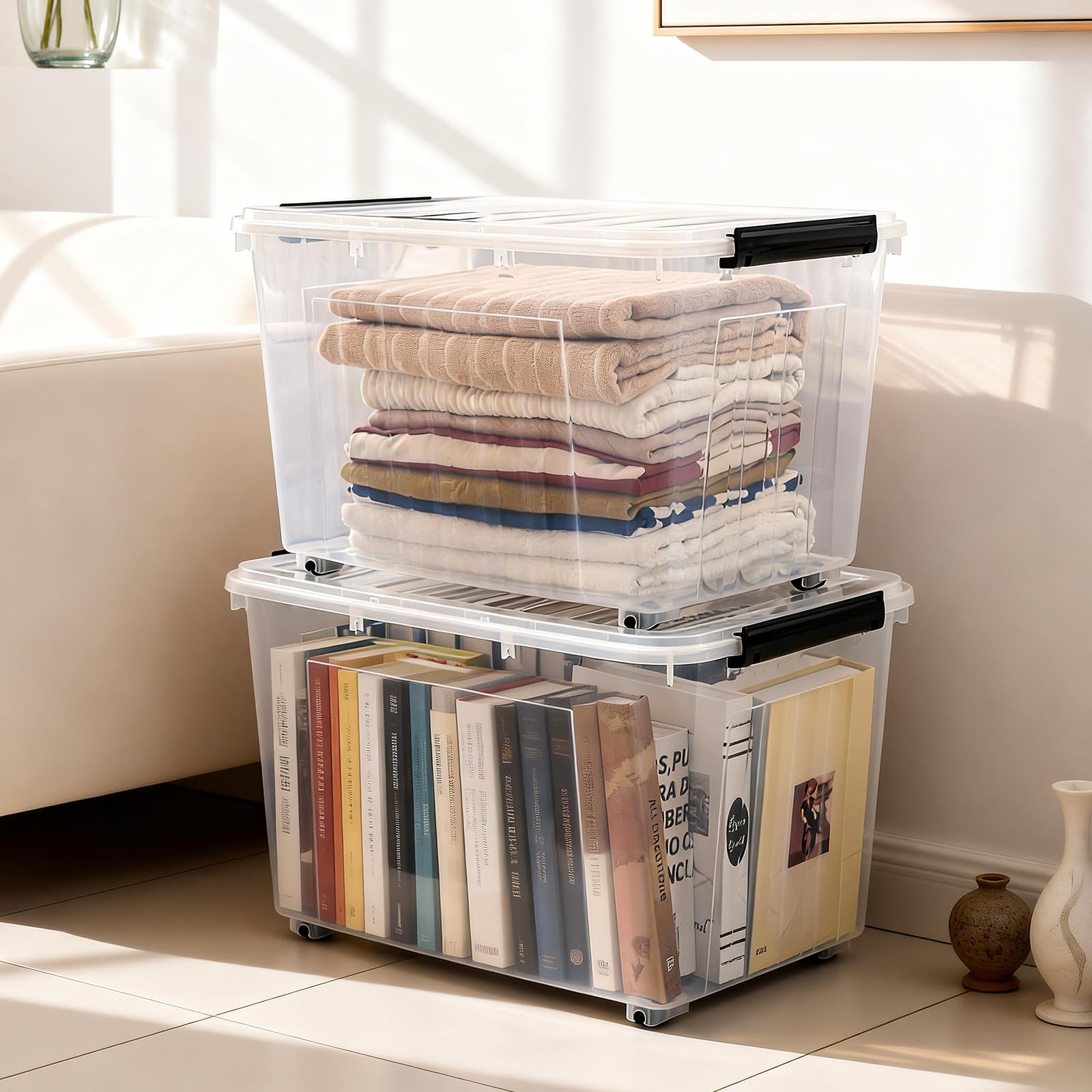 82 Quart Large Clear Plastic Storage Bins with Lids 2 (2 Count)