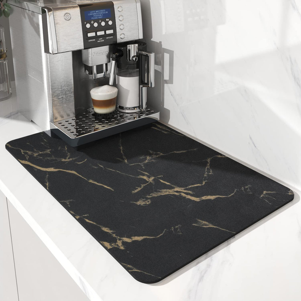 Coffee Mat Hide Stain Rubber Backed Absorbent Dish Drying Mat for Kitchen Counter