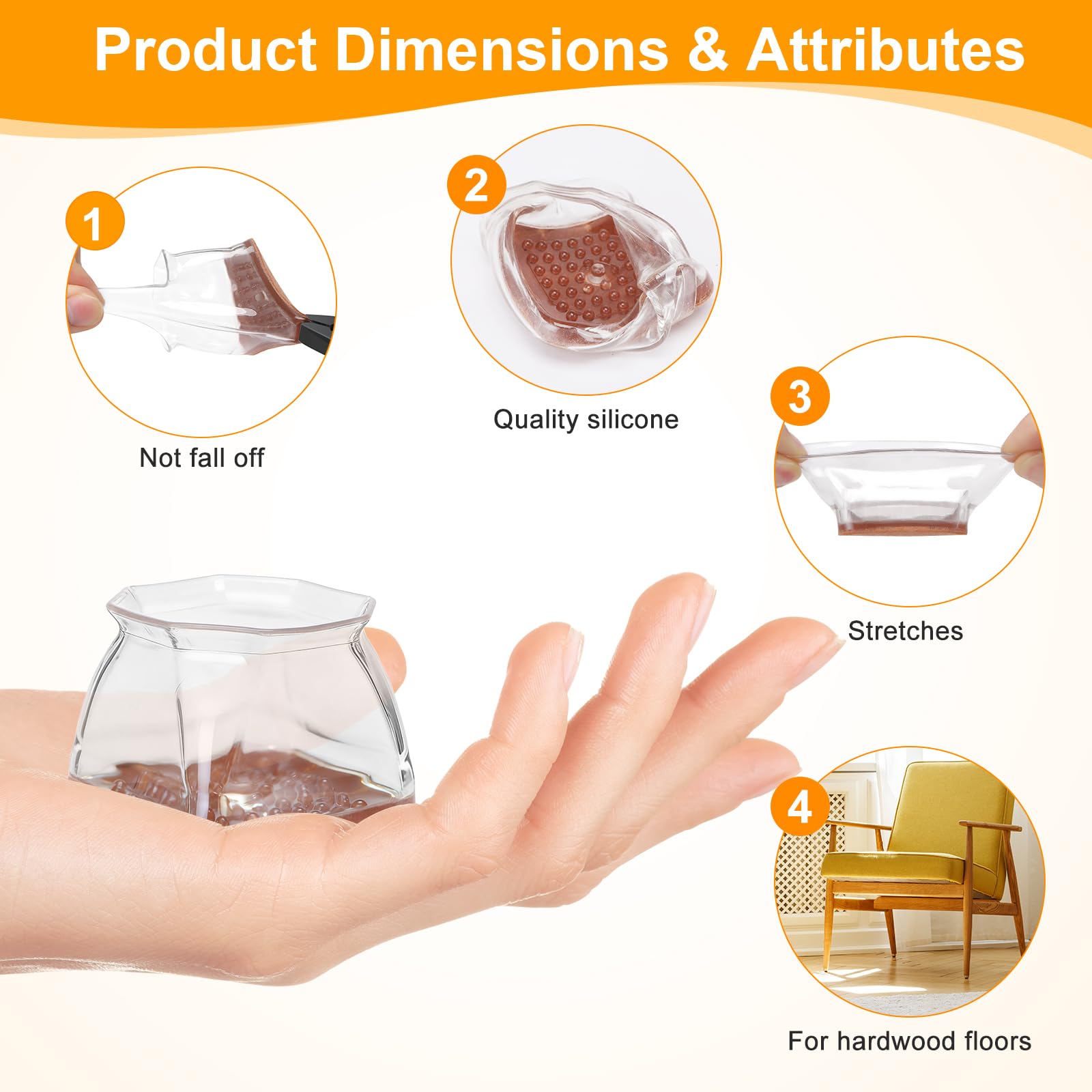 36 Pack Square Chair Leg Floor Protectors for Hardwood Floors (36 Count)