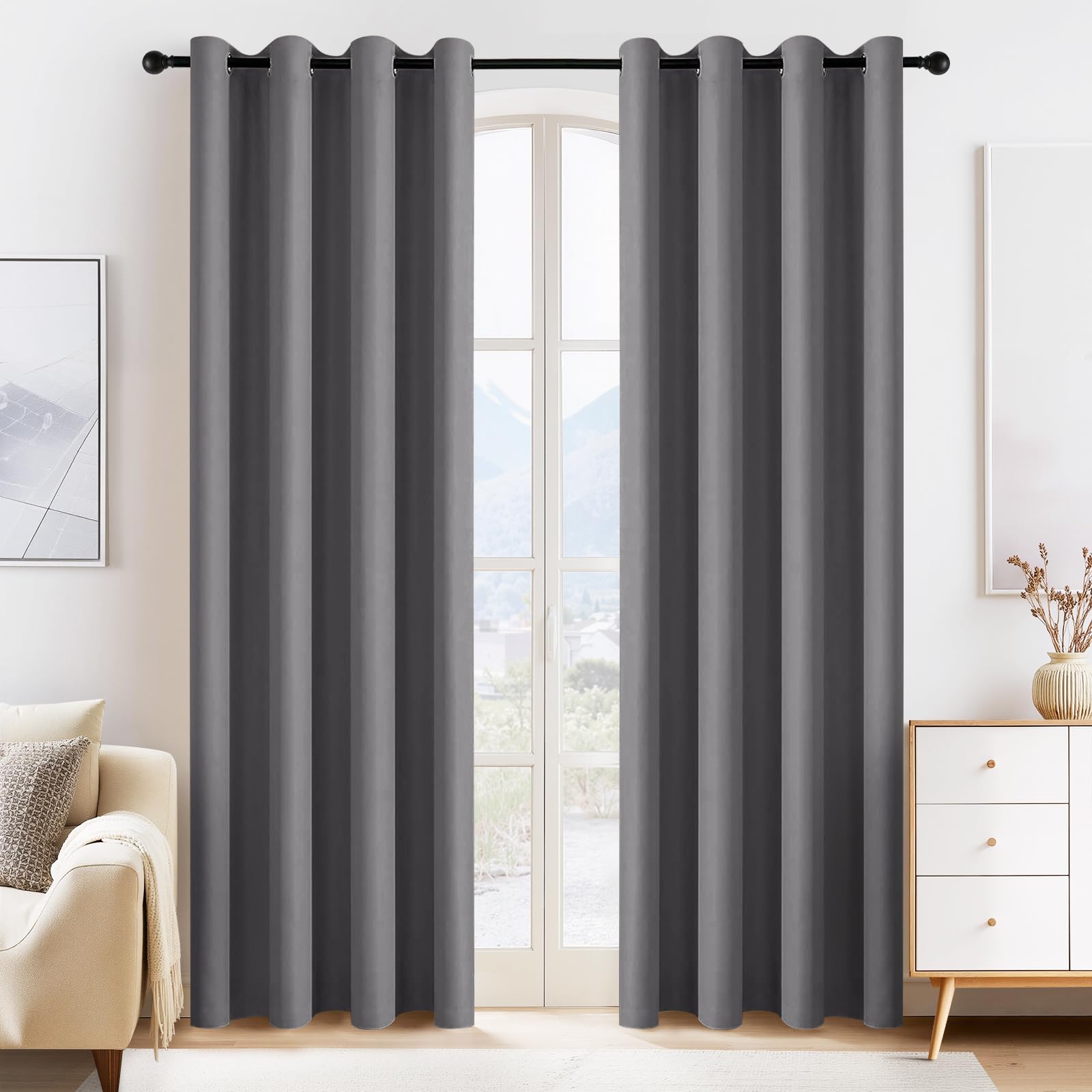 Blackout Curtains for Bedroom 80 inch Long 2 Panels Set