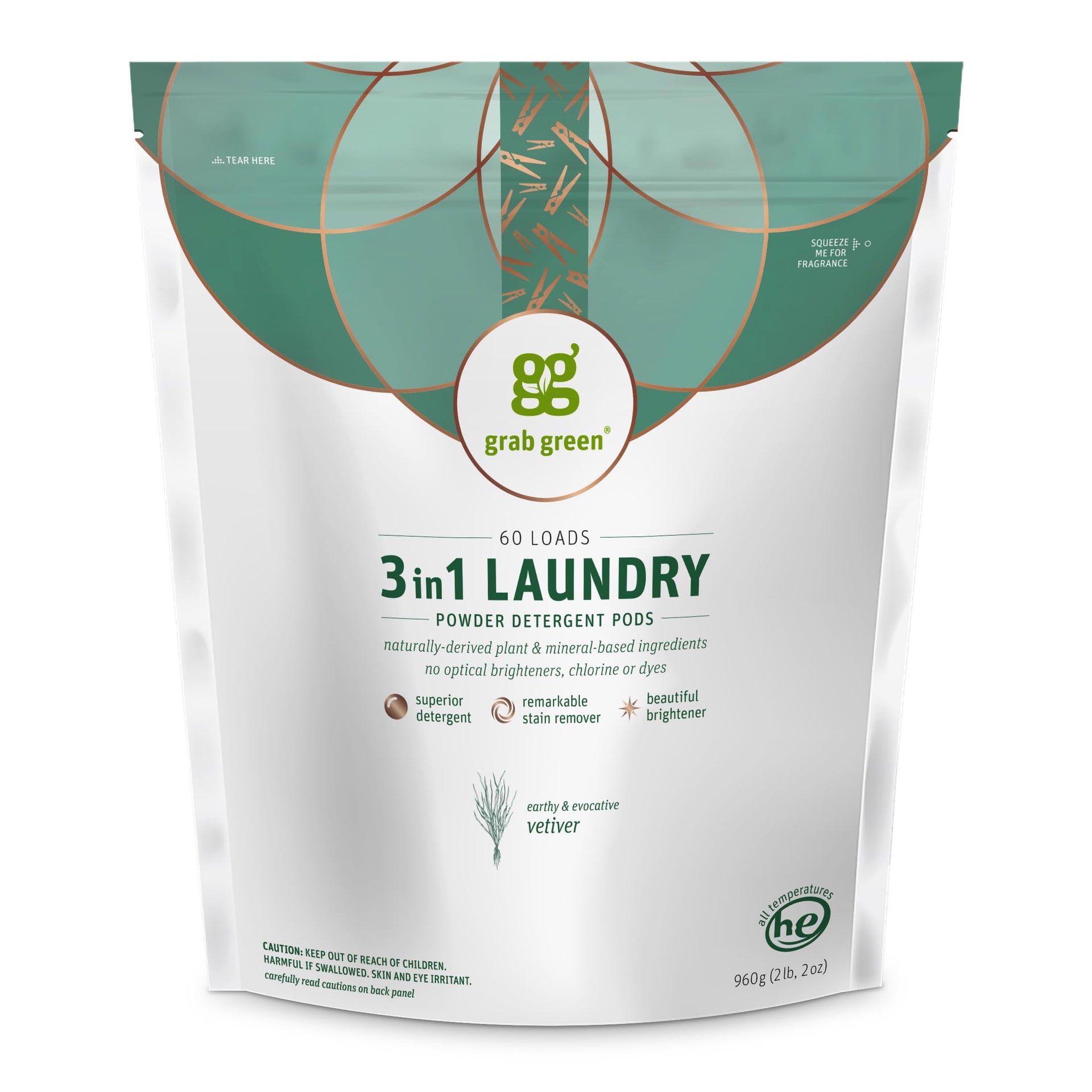 3-in-1 Laundry Detergent Pods, 60 Count, Vetiver