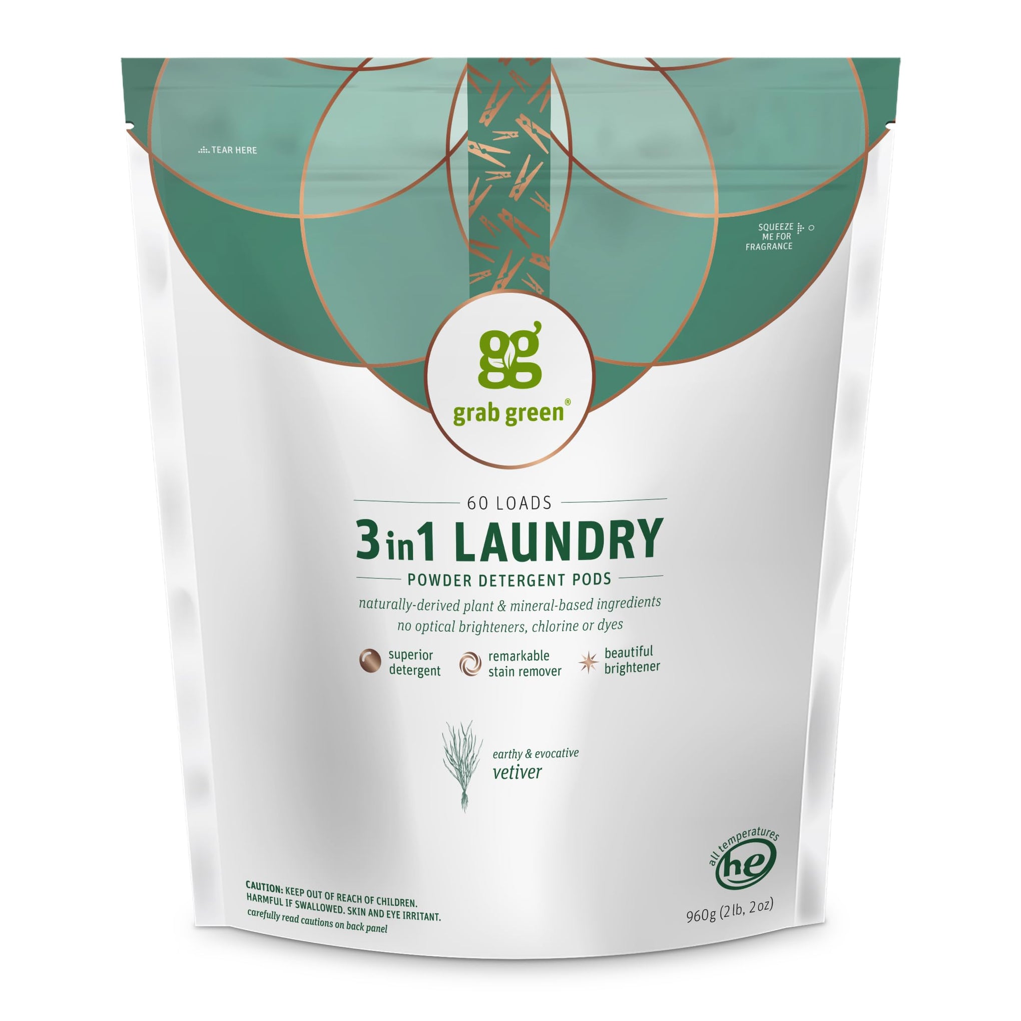 3-in-1 Laundry Detergent Pods, 60 Count, Vetiver
