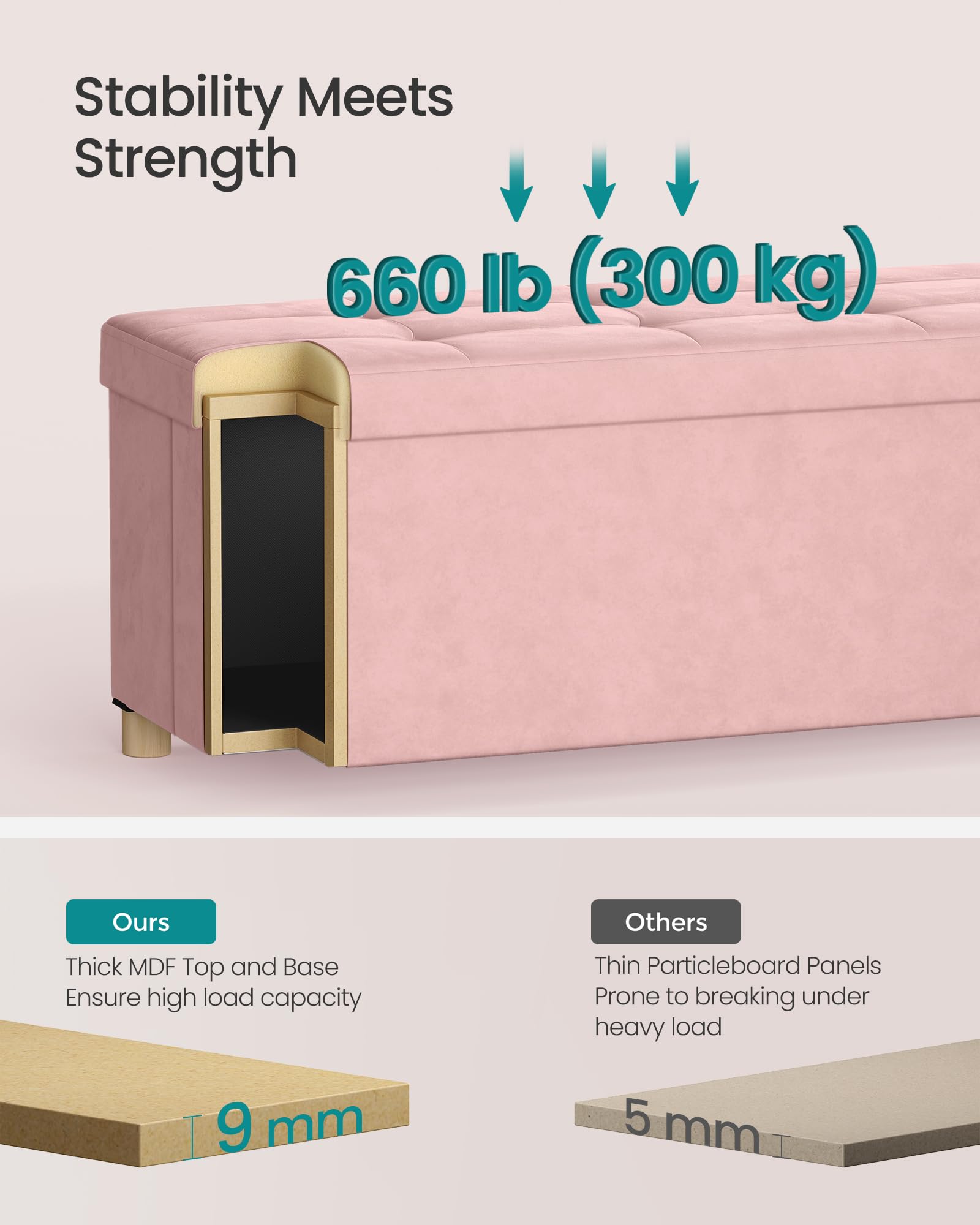 Storage Ottoman Bench with Legs