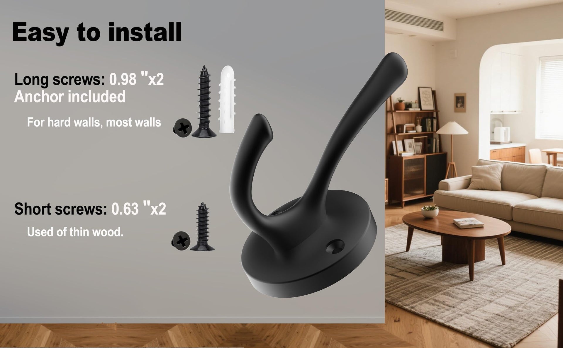 Matte Black Wall Hooks