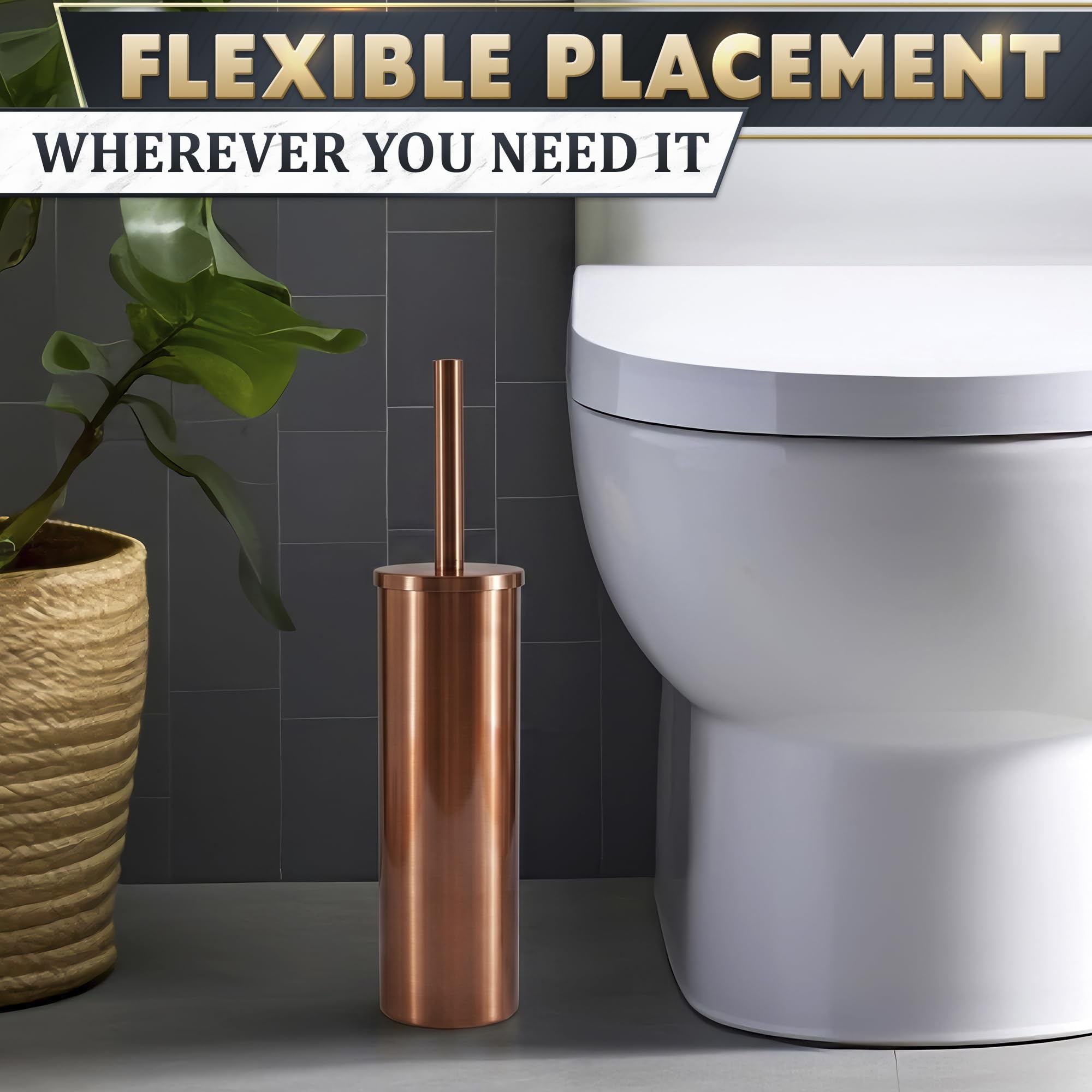 Bronze Toilet Brush and Holder Set for Modern Bathrooms