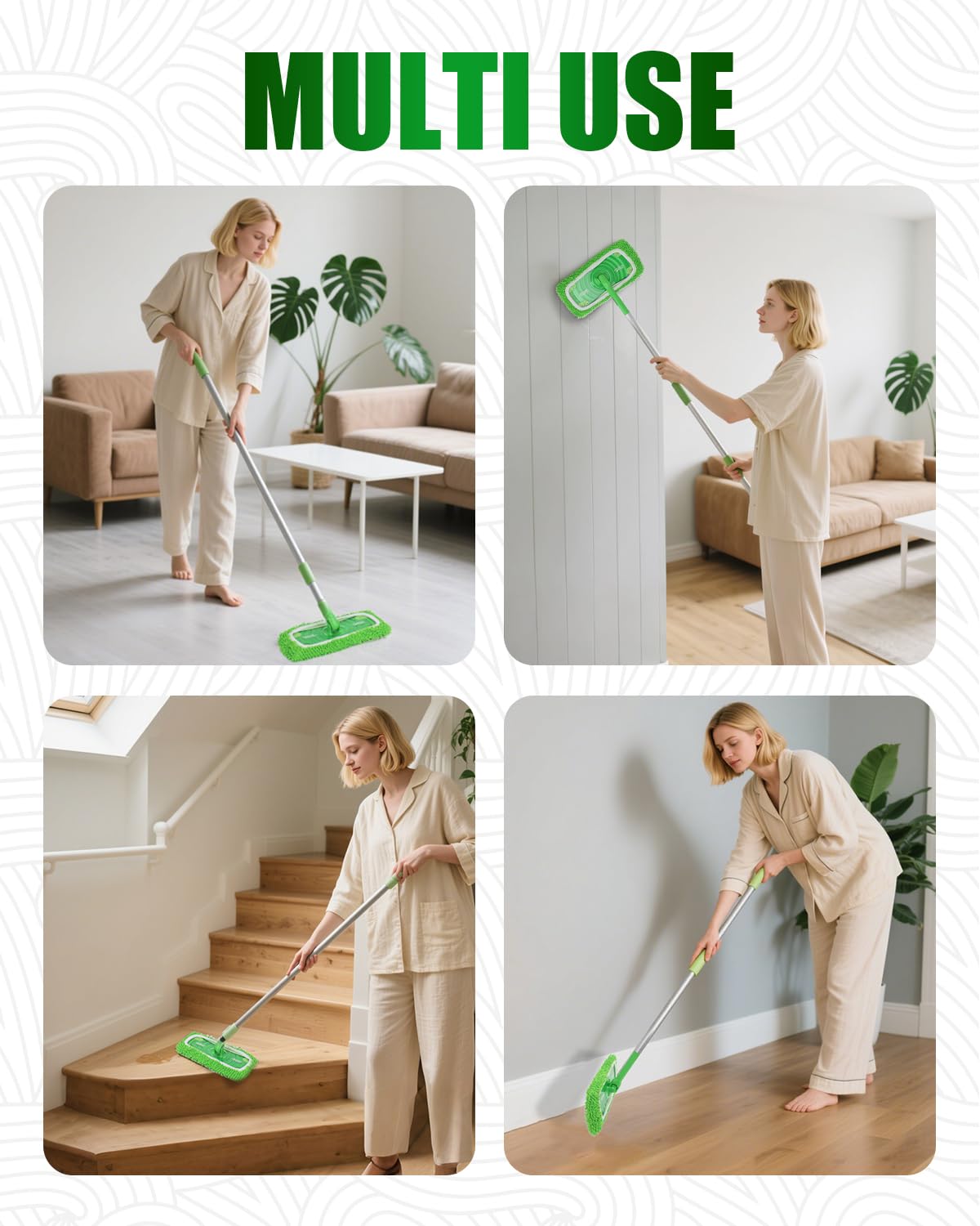 Reusable Microfiber Mop Pads Compatible with Swiffer Sweep & Mop Deluxe (2 Count)