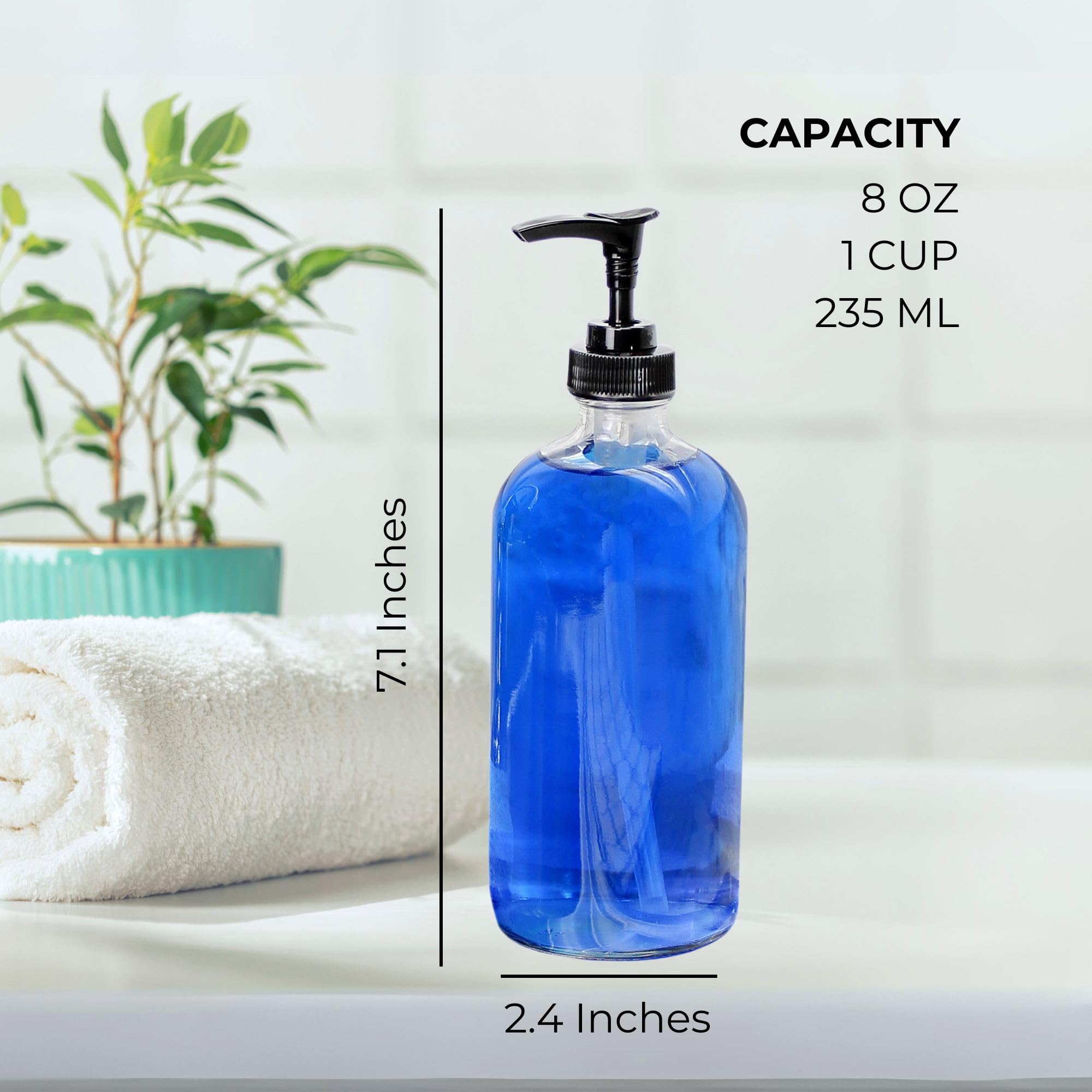 8oz Clear Glass Pump Bottles (32 Fl Oz)