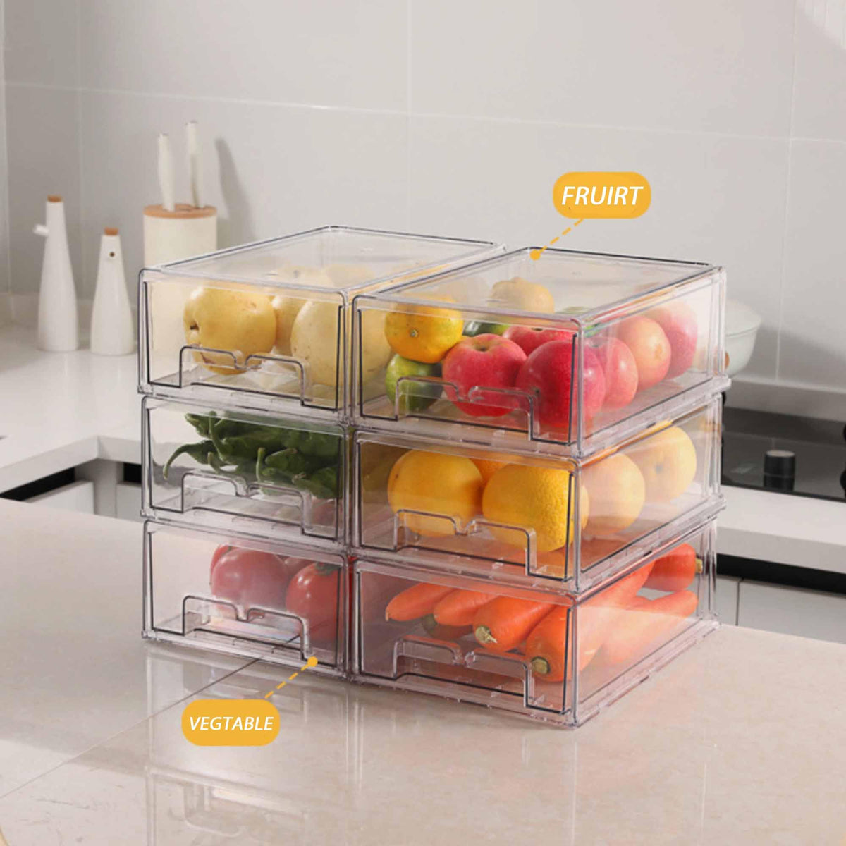 2 Pack Stackable Clear Drawer Organizer (2 Count)