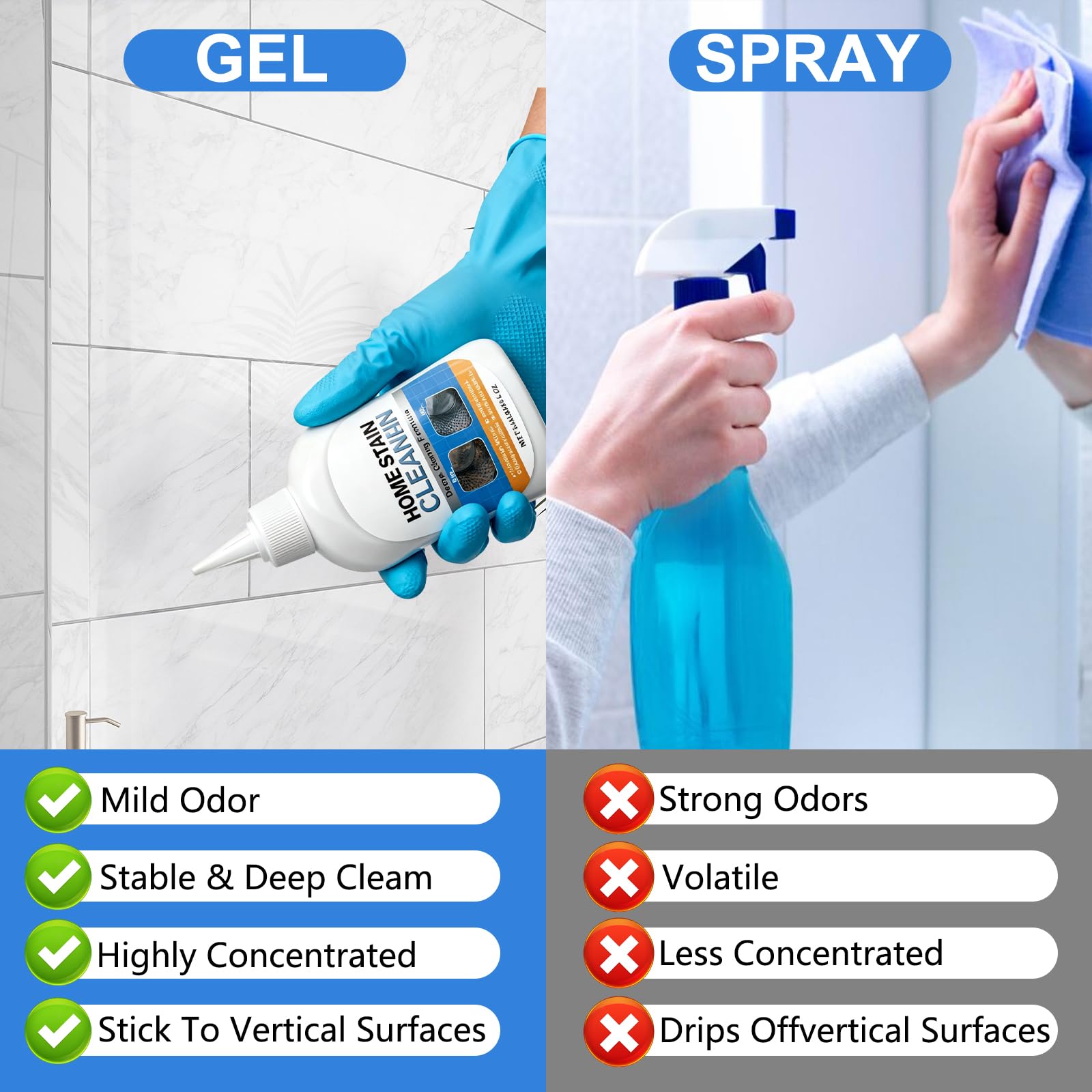 Mold stain removal gel cleaner