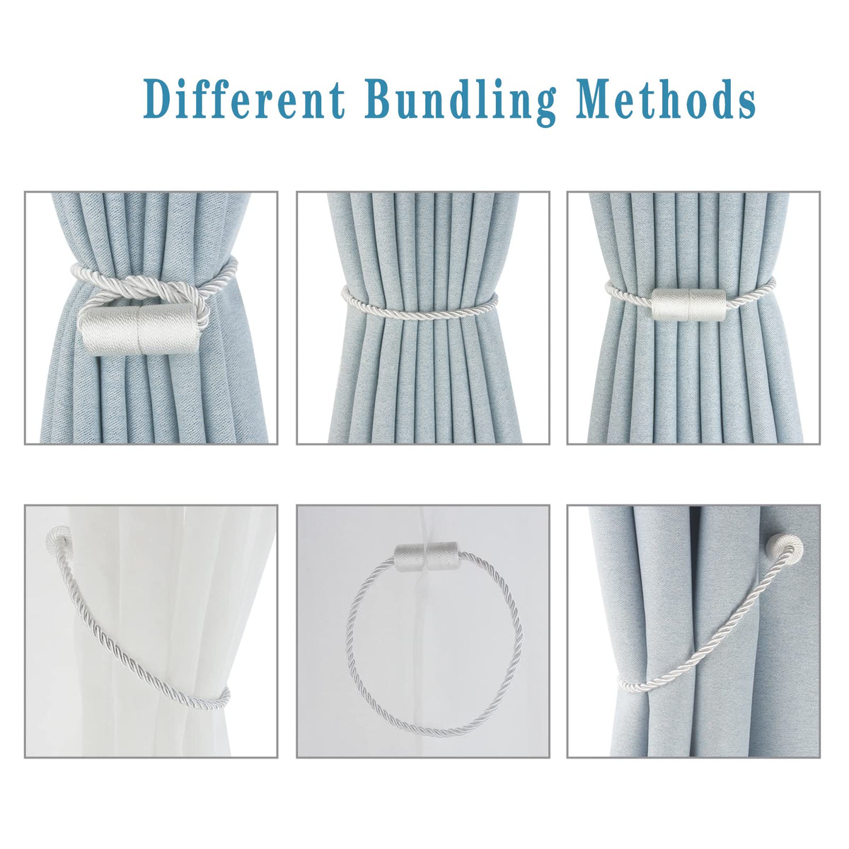 Magnetic Curtain Tiebacks Decorative Holdbacks Rope Tie Back Drapes Hangtty