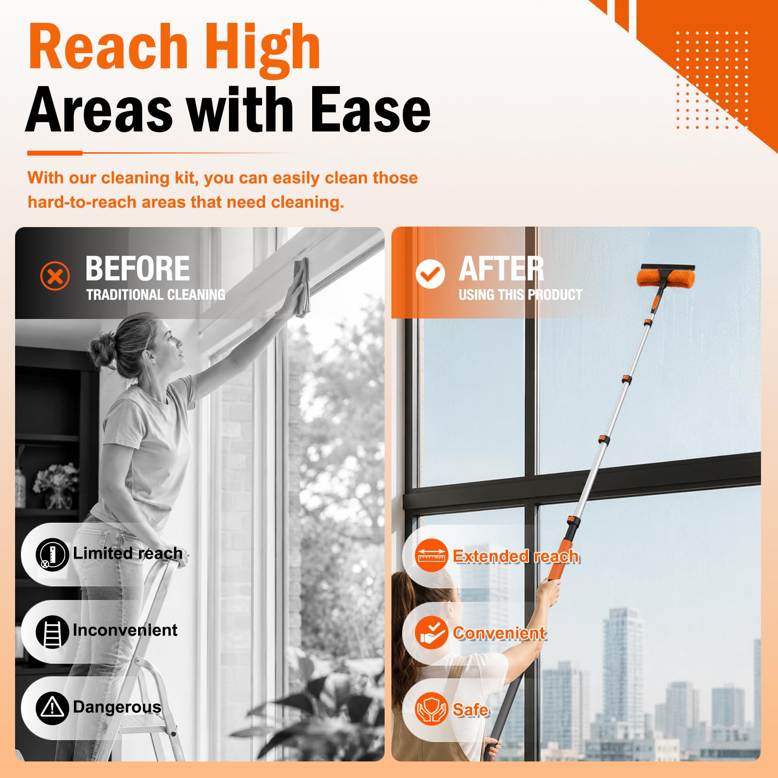 26FT High Reach Duster Cleaning Kit with Extension Pole