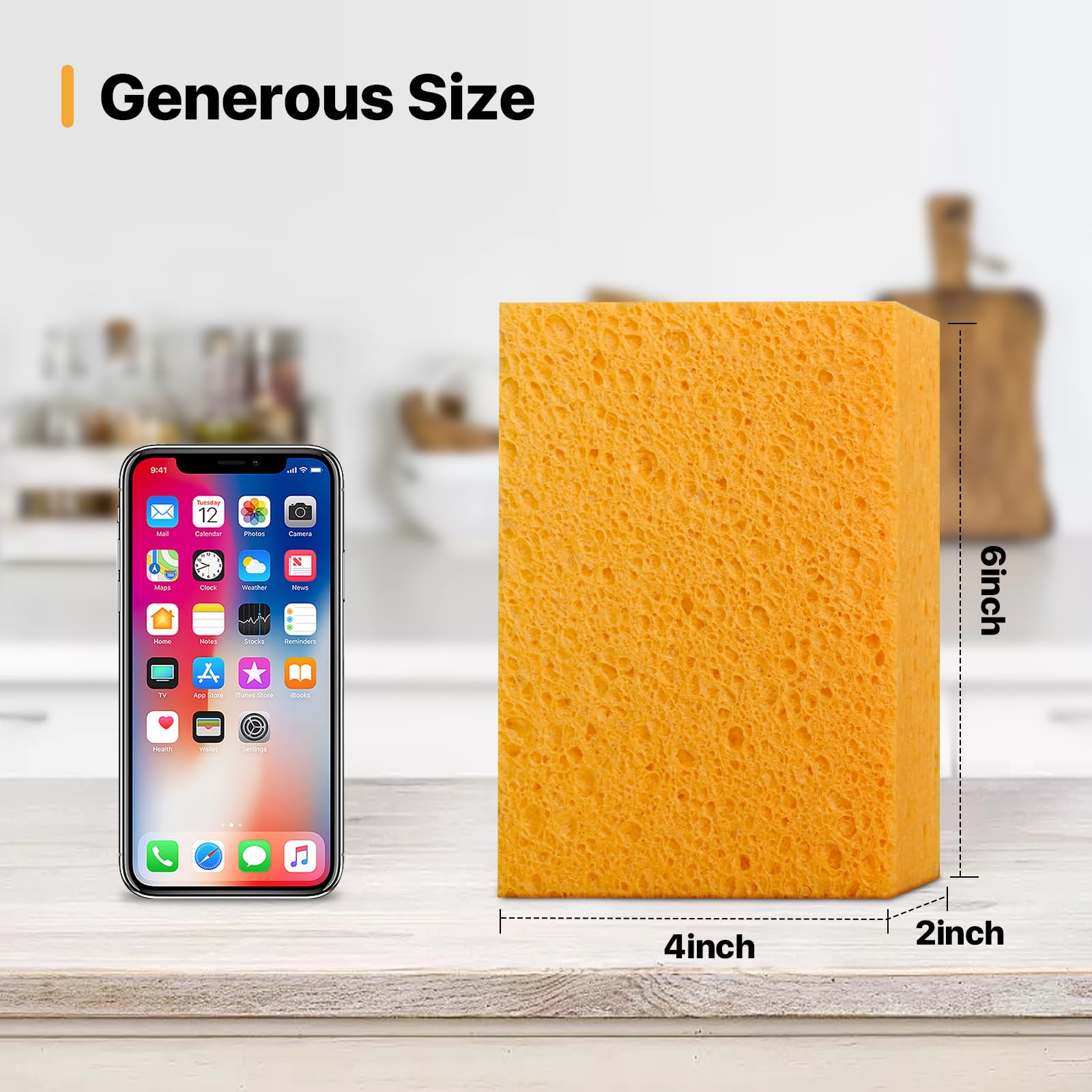 Large Natural Cellulose Sponge (4 Count)