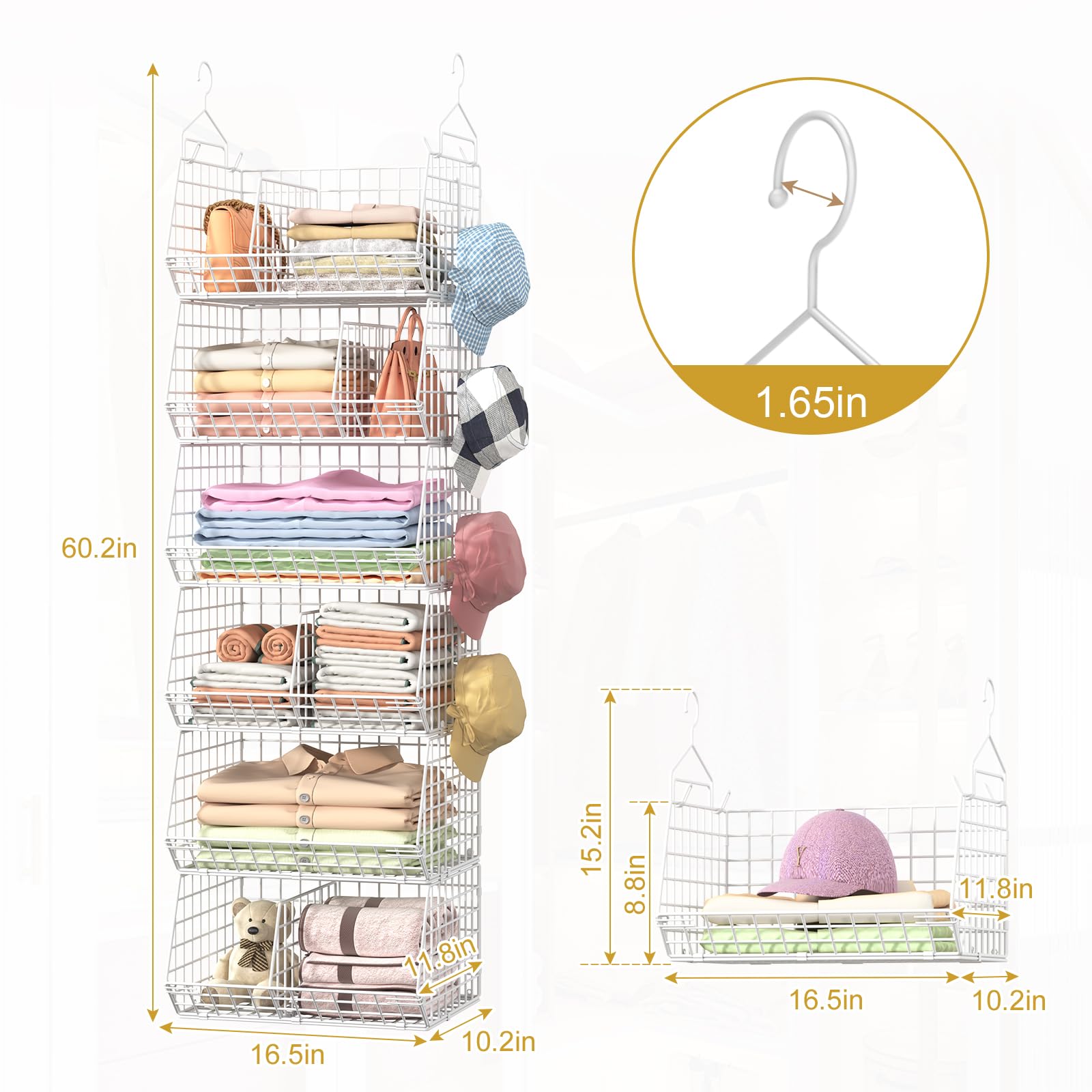 6 Tier Extra Large Hanging Closet Organizer (6 Count)