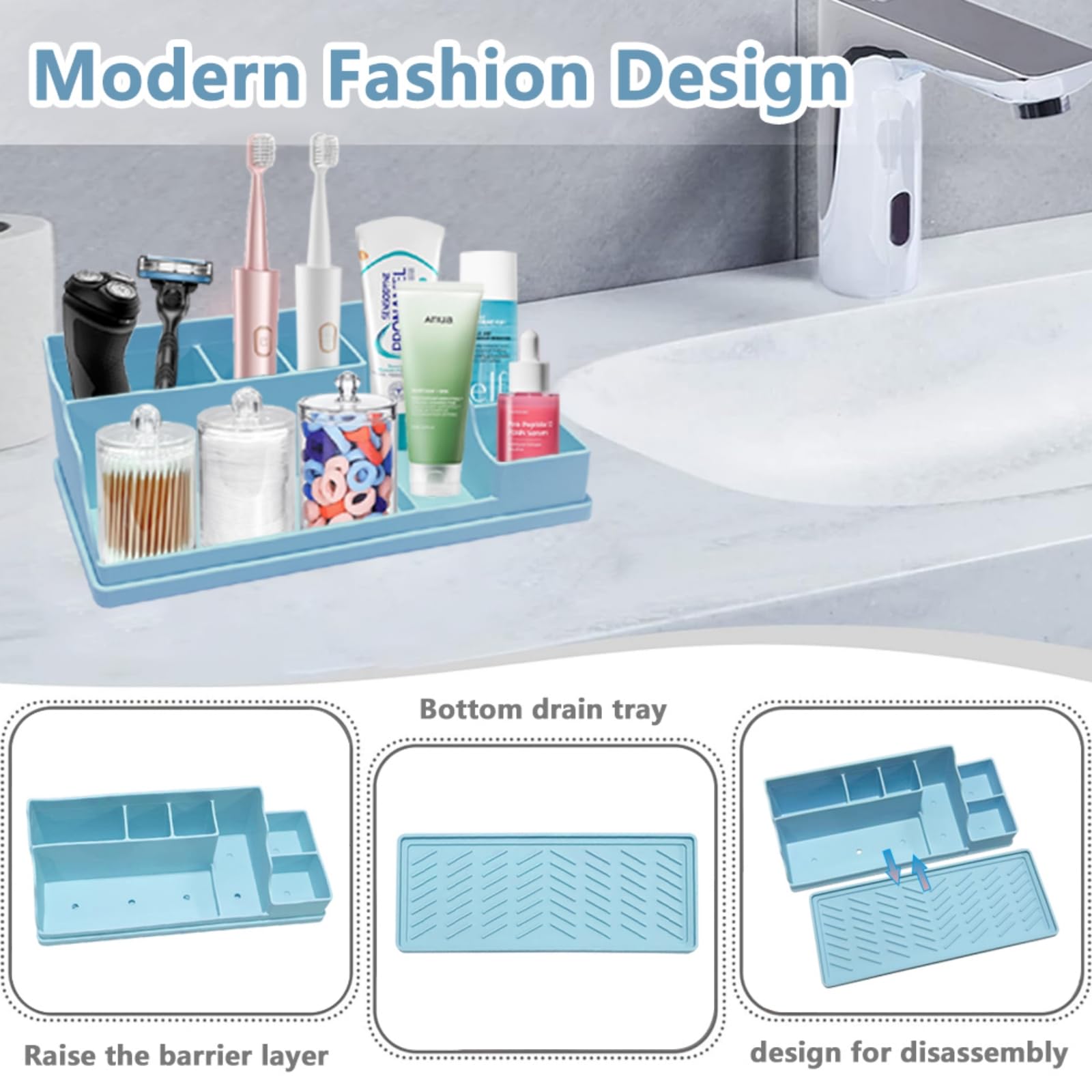Silicone Multifunctional Bathroom Organizer Countertop