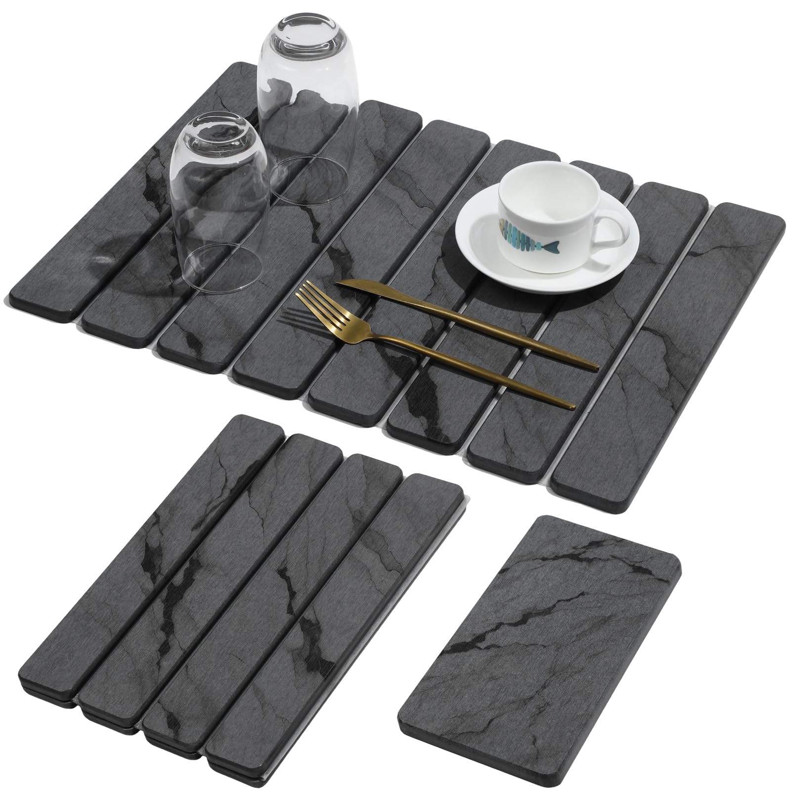 2 PCS Stone Dish Drying Mat for Kitchen Counter (2 Count)