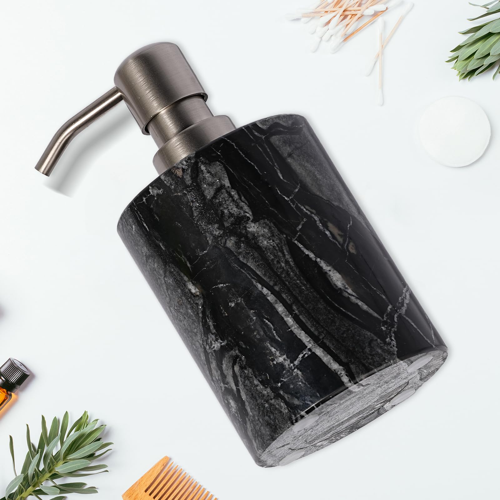 Marble Soap Dispenser with Stainless Steel Pump (6 Ounce)