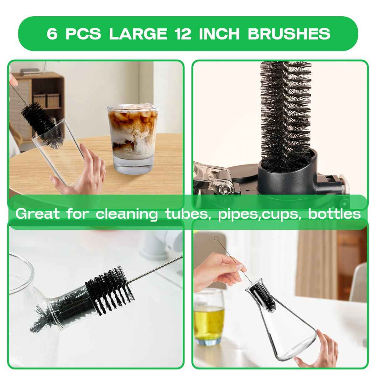 Straw Cleaner Brush Set 12 Pieces Extra Long (12 Count)