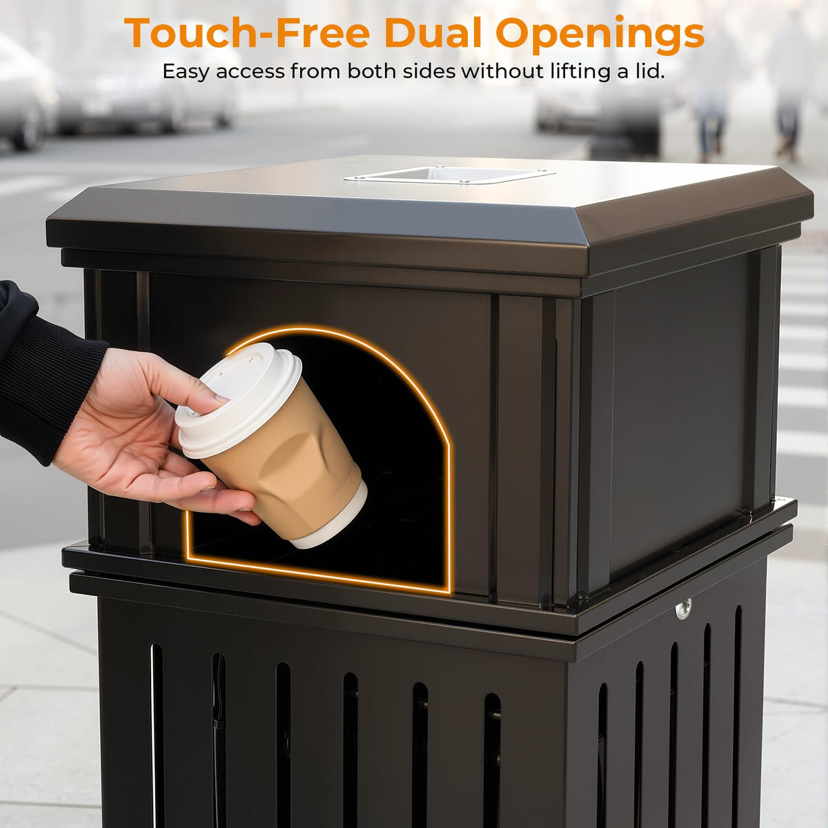 Commercial Outdoor Trash Can with Lid