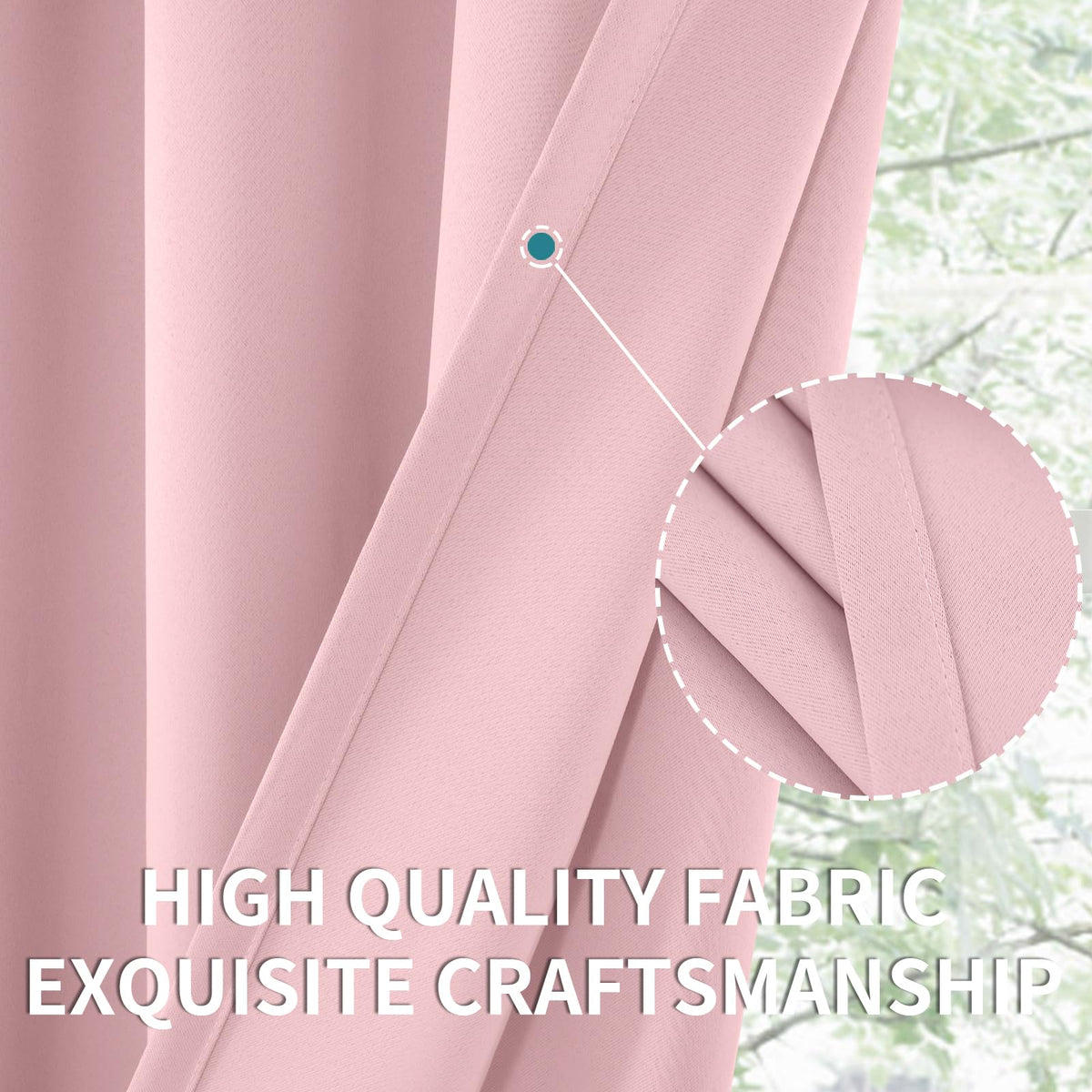 Light Pink Blackout Curtains 40 Inch Length for Short Window (2 Count)
