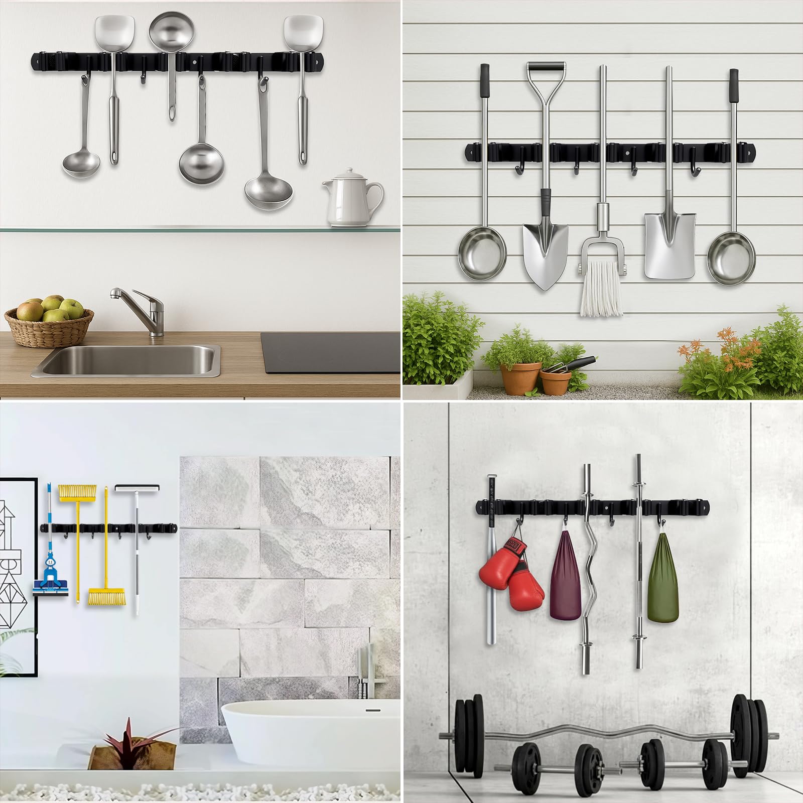 2 Packs SUS304 Heavy Duty Mop and Broom Holder Wall Mount (2 Count)