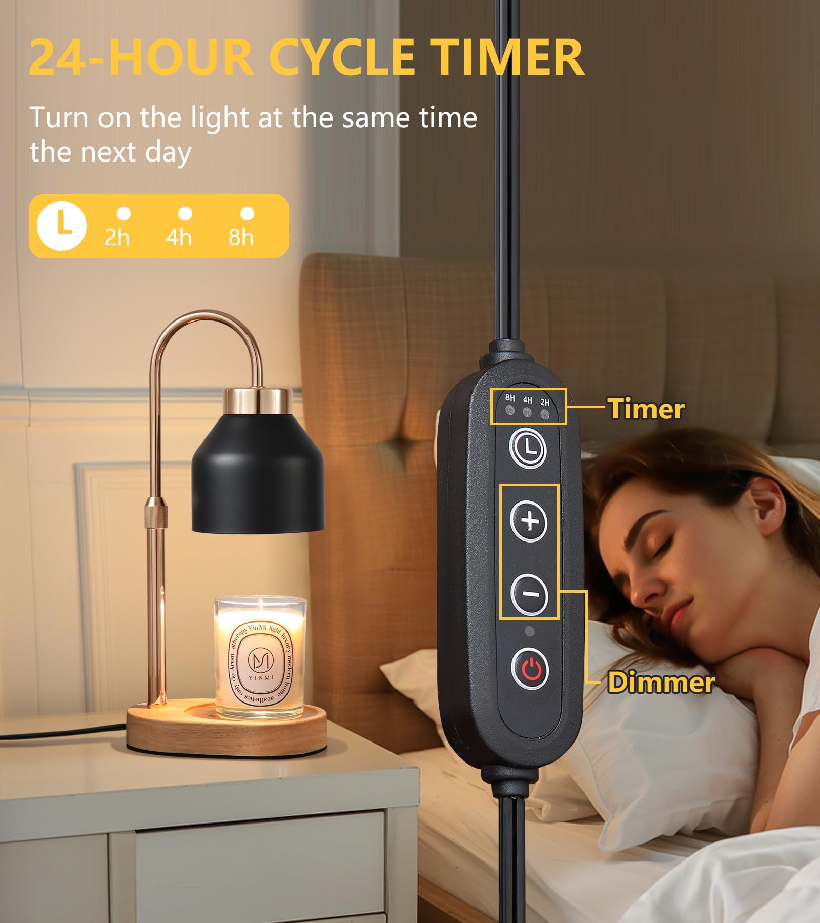 Candle Warmer Lamp with Dimmer and Timer