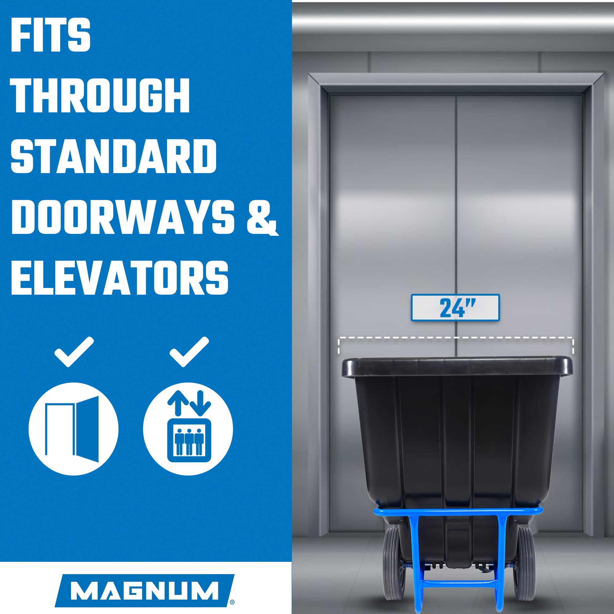 Tilt Truck, 1/2 Cu. Yd. Capacity Dump Cart with Non-Marking 12” Wheels & 5” Casters & Forklift-able Frame for Jobsites, 850 lbs, Trash Cart with Wheels DUC12T-F-NM-04PK (4-Pack) (4 Count)
