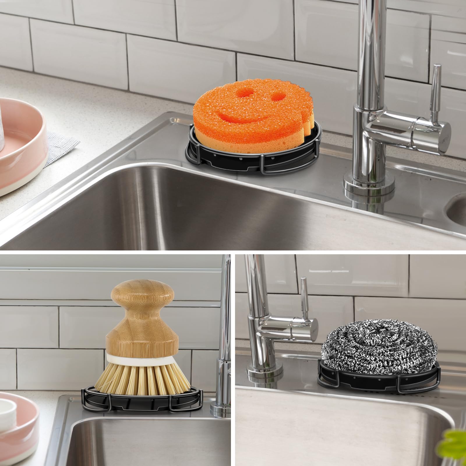 Stainless Steel Smiley Face Dish Sponge Holder