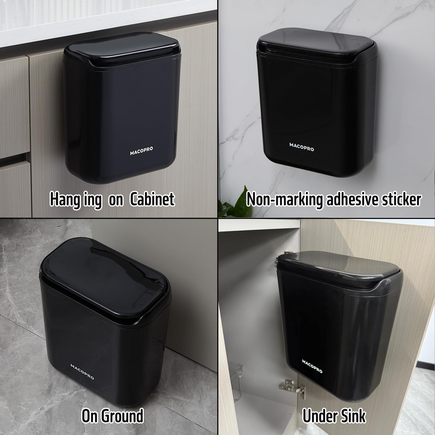 Compost Bin Hanging Trash Can with Lid Under Sink for Kitchen (337.92 Fl Oz)